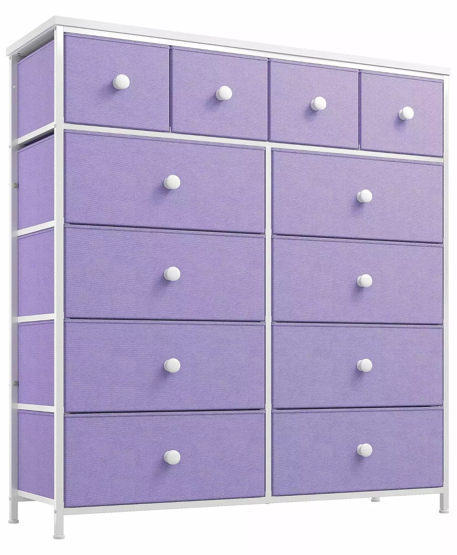 Purple 12 Drawer Tall Dresser Bedroom Wooden Top and Metal Frame Lavender ZHAOTONG