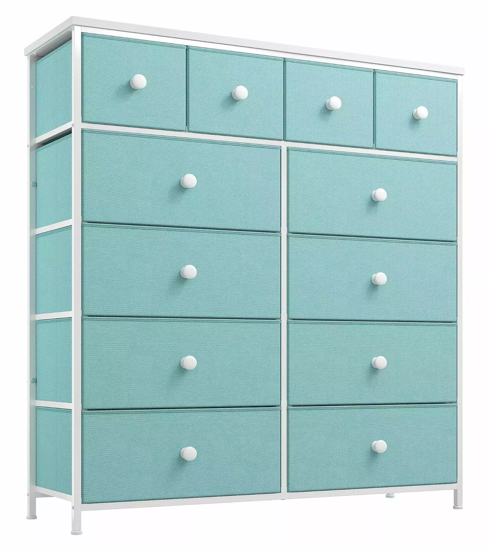 ZHAOTONG 12 Drawer Dresser Bedroom Green Wood Top Metal Frame