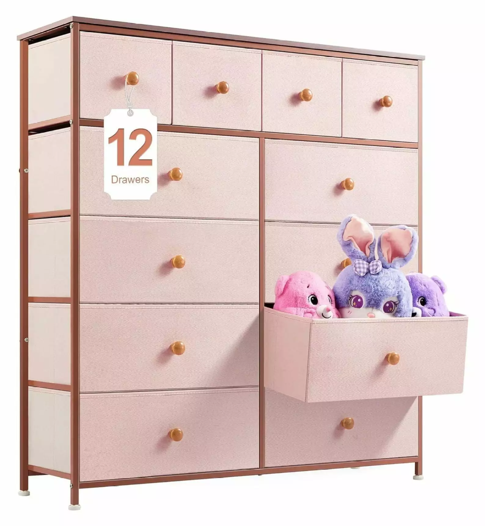 ZHAOTONG 12 Drawer Dresser Bedroom Wood Top Metal Frame