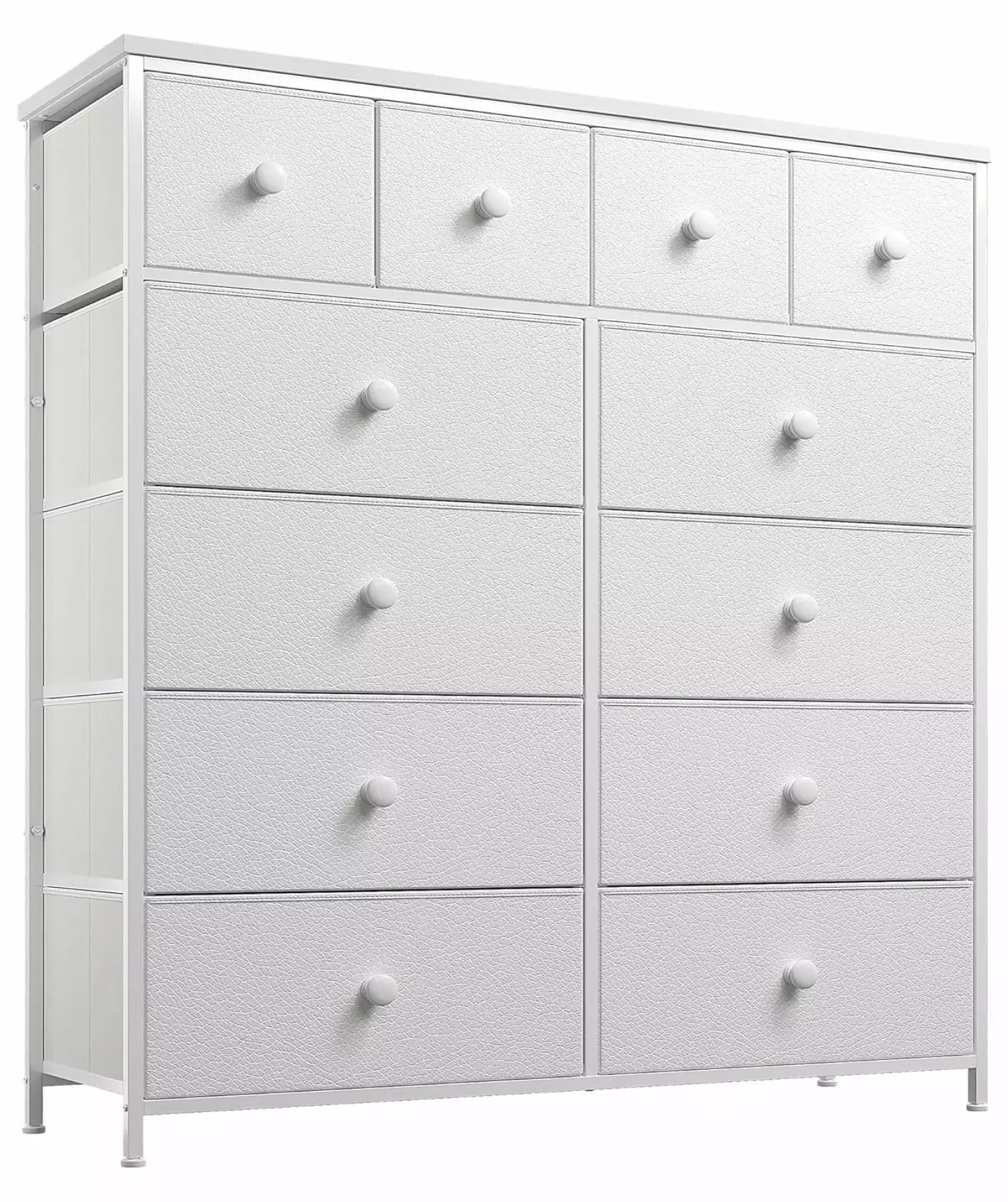 ZHAOTONG White Dresser Bedroom 12 Drawers, Wooden Top and Sturdy Metal Frame, Tall Chest Drawers Closet Storage