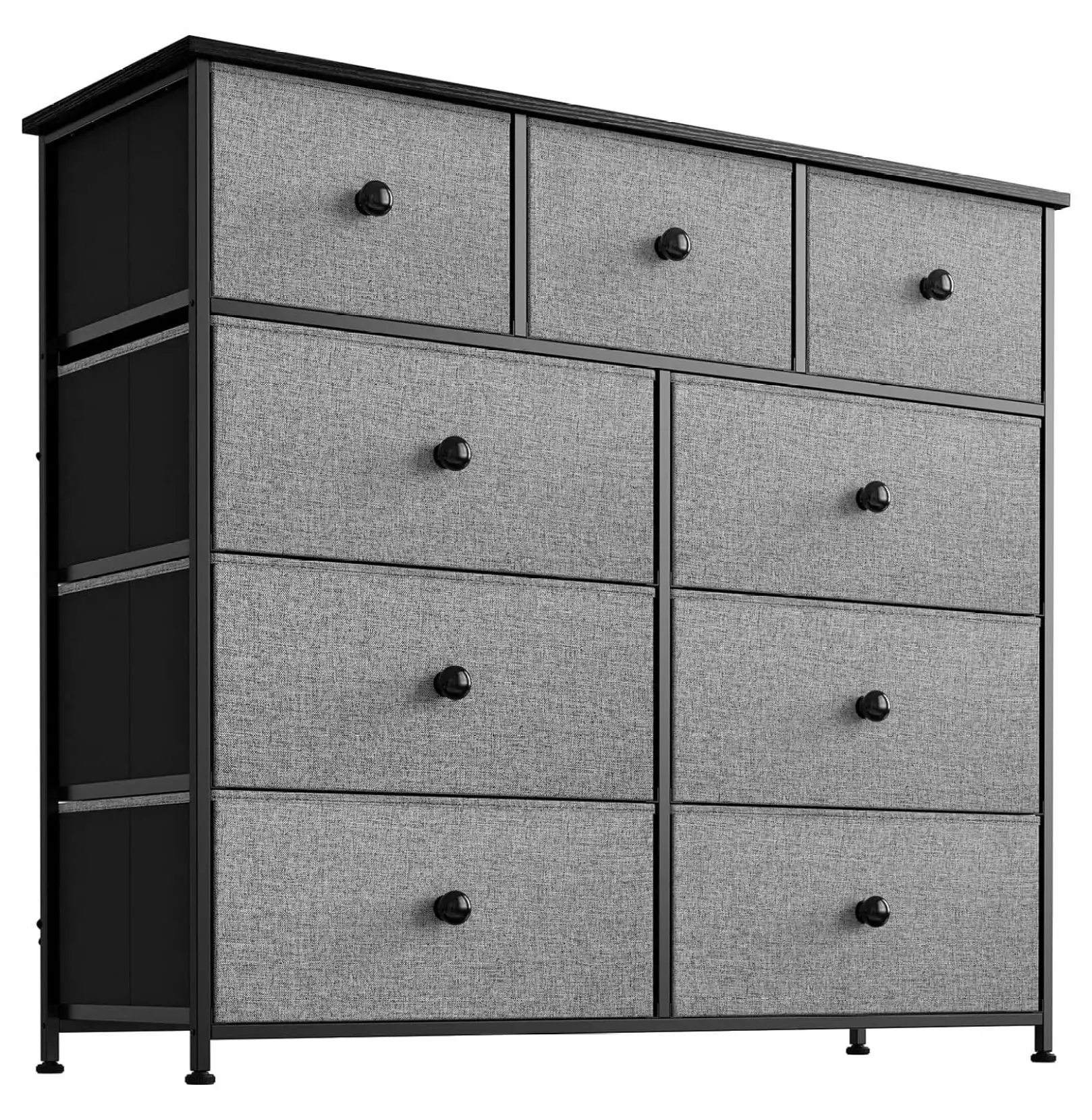 ZJINJIN 9 Drawer Steel Frame Bedroom Storage Organizer Chest Dresser Waterproof Top and Adjustable Feet Light Grey
