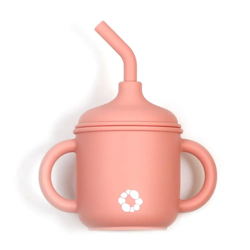 Stainless Steel Silicone Straw Sippy Cup - Blush