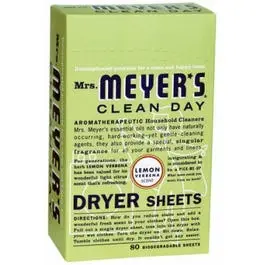 Lemon Verbena Scent Dryer Sheets 80-Ct Fresh Laundry Mrs. Meyer's Clean Day