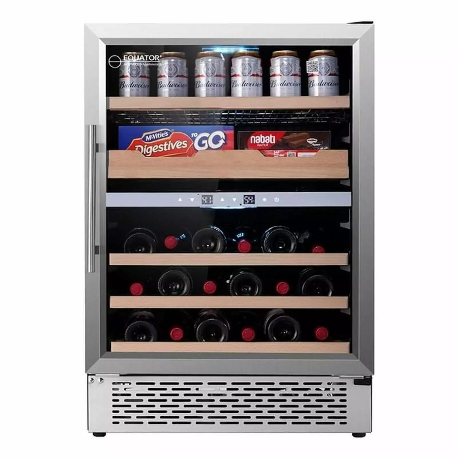 Equator 2-Zone Luxury Gourmet Center Beverage Cooler Cans Wine Bottles Fine Foods Freestanding or Built