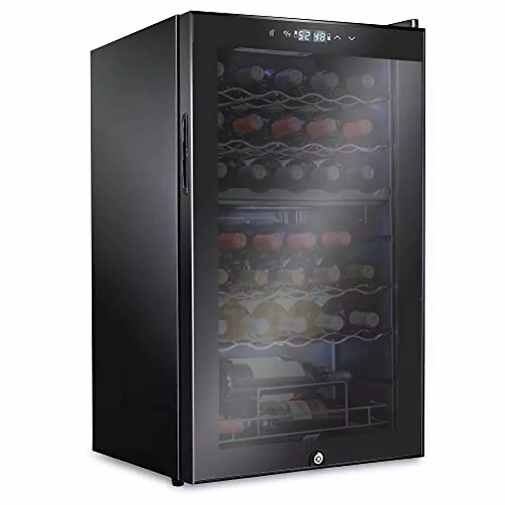 Ivation 33 Bottle Dual Zone Compressor Metal Wine Refrigerator Lock Black