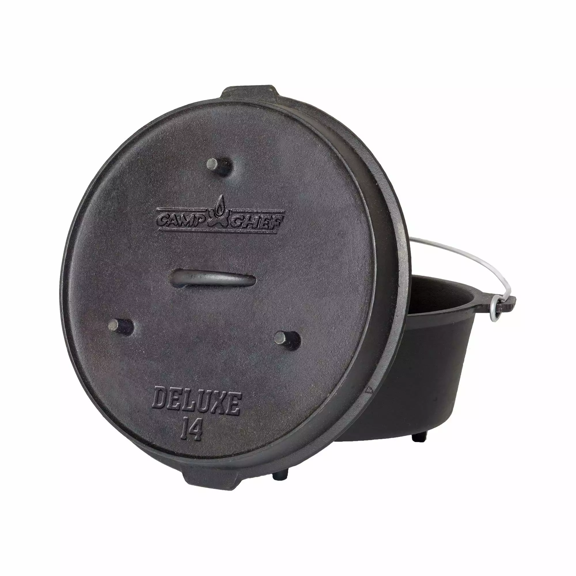 Camp Chef 12 Quart Cast Iron Deluxe Dutch Oven Skillet Griddle Cookware