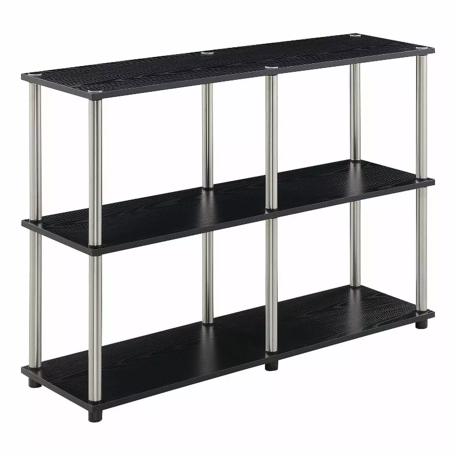 Pemberly Row No-Tools Console Table Shelves Black Wood Finish Console