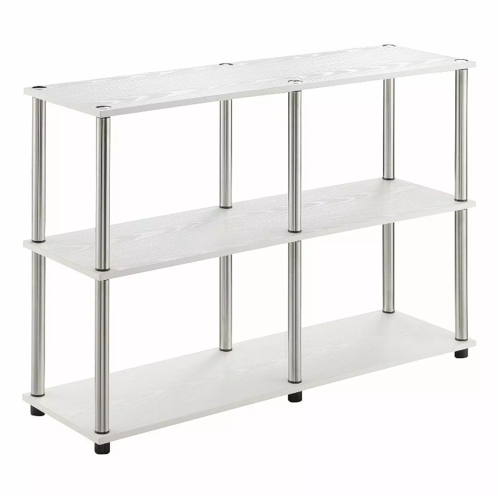 Pemberly Row No-Tools Console Table Shelves White Wood Finish Console