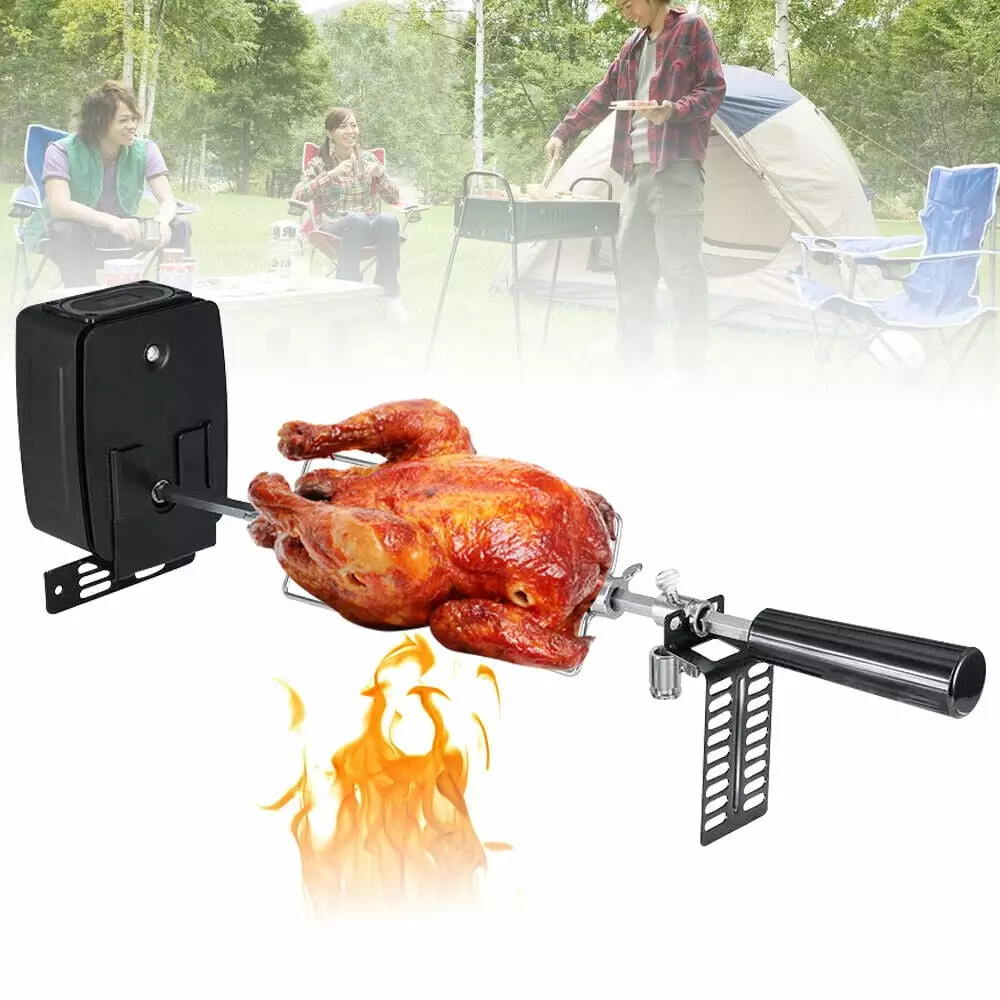 Miumaeov Electric BBQ Rotisserie Grill Kit Motor 41.73 Inch Stainless Steel Automatic Rotisserie Set