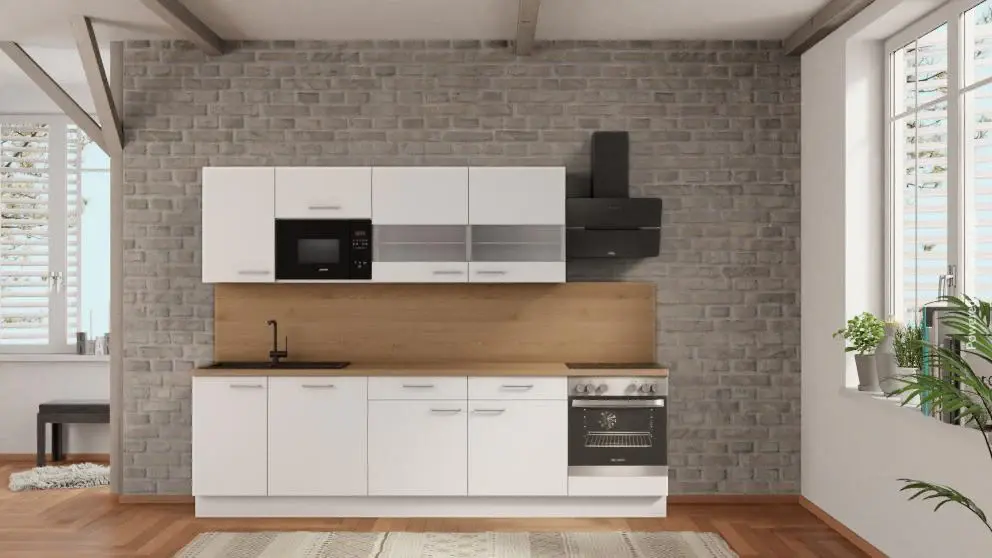 nobilia kitchen Bocholt 285 cm alpine white dull kitchen affordable oak Sierra