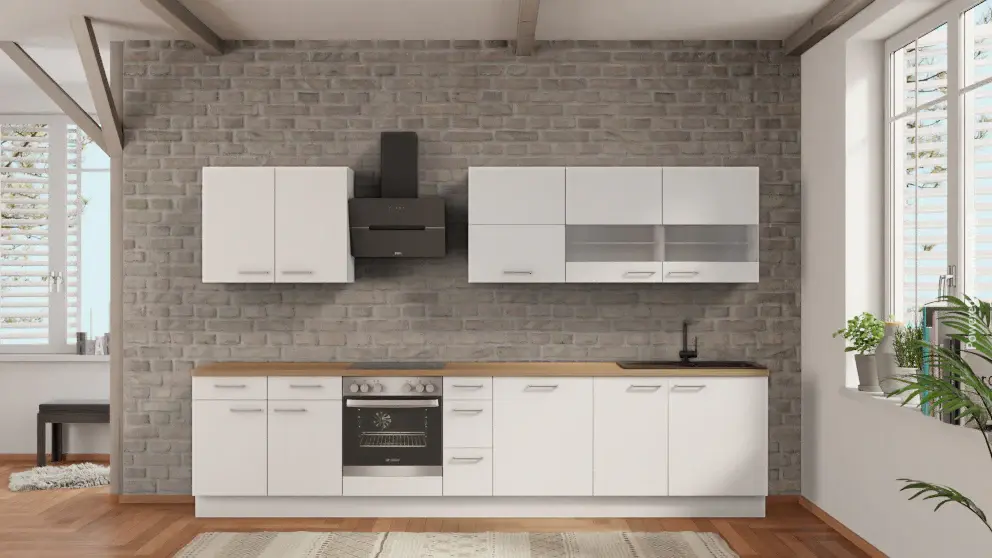 nobilia kitchen unit Kempten 345 cm ivory oak Provence electrical appliances and dishwasher
