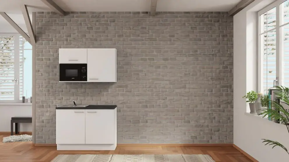 nobilia office kitchen Werl 120 cm alpine ivory matte concrete slate gray electrical appliances