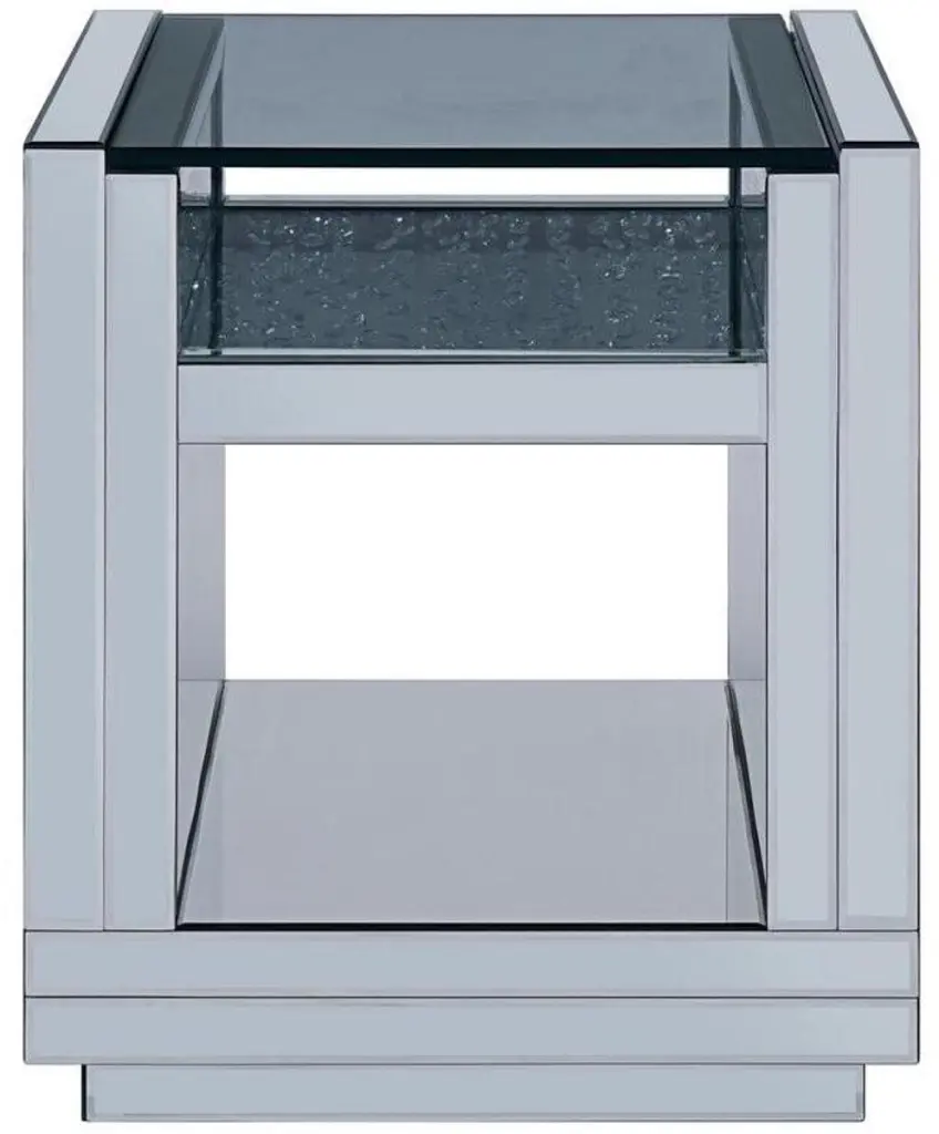 Acme Furniture Nysa End Table Mirrored Faux Crystals 81472 Luxury Living Room Furniture
