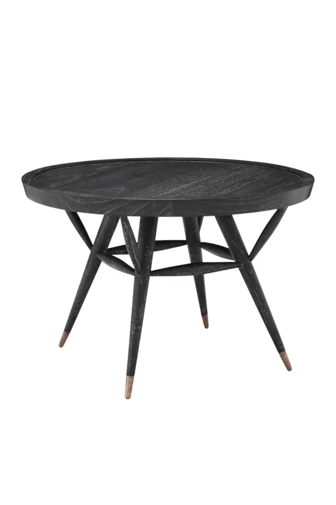 Black Wooden Round Side Table Eichholtz Phoenix Stylish End Table