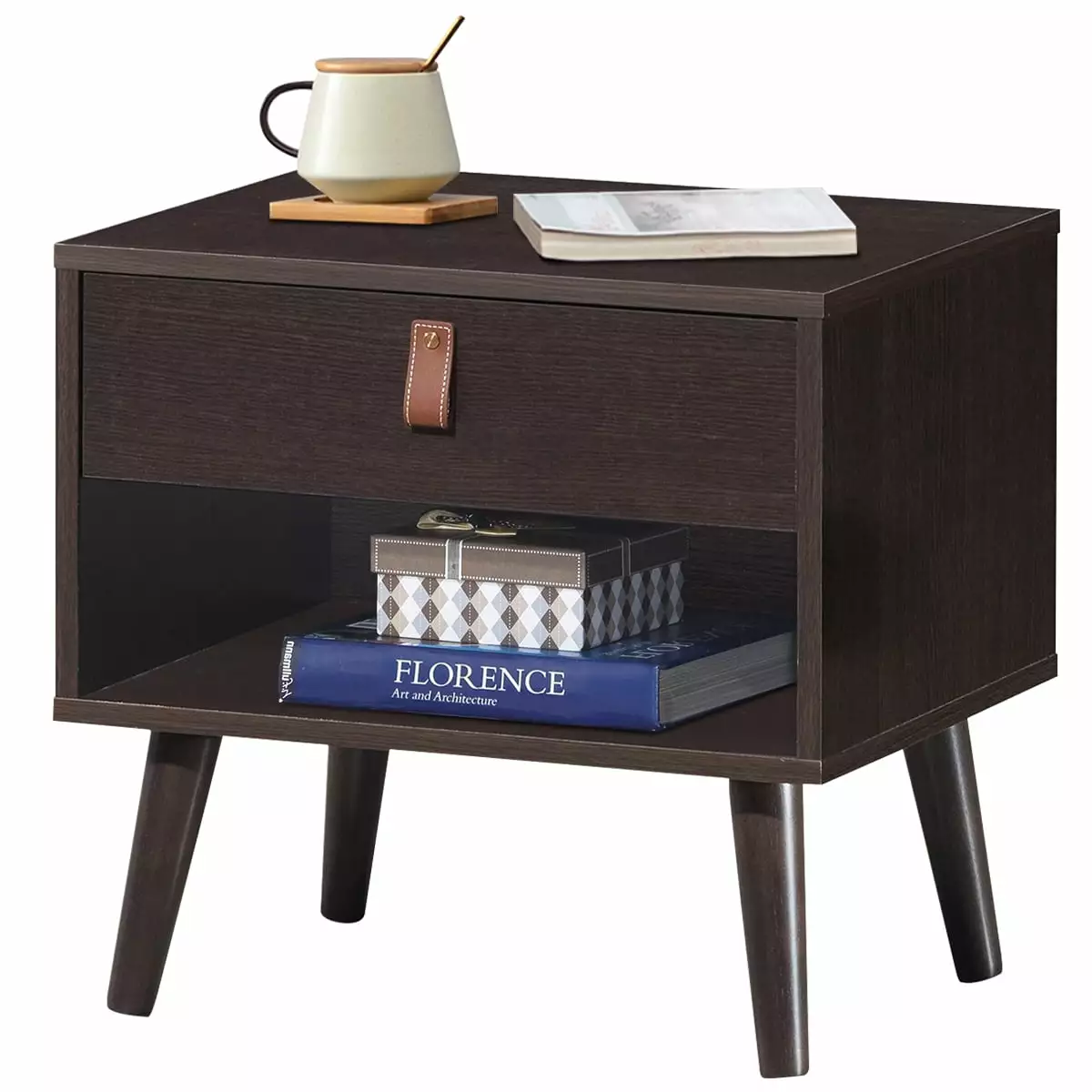Costway Nightstand Sofa Side End Table Bedside Table Drawer Storage Living Room Bedroom