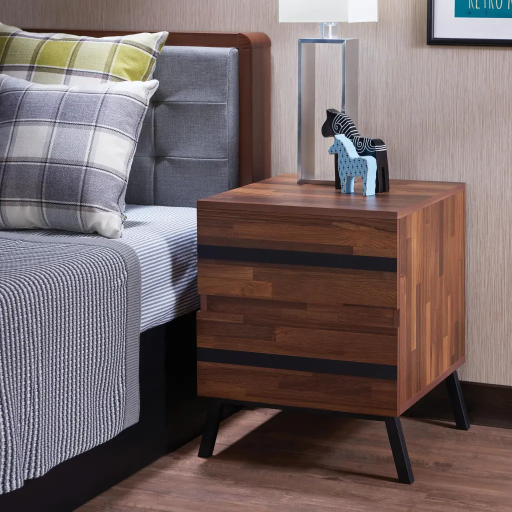 Karine Walnut & Black End Table Shelf