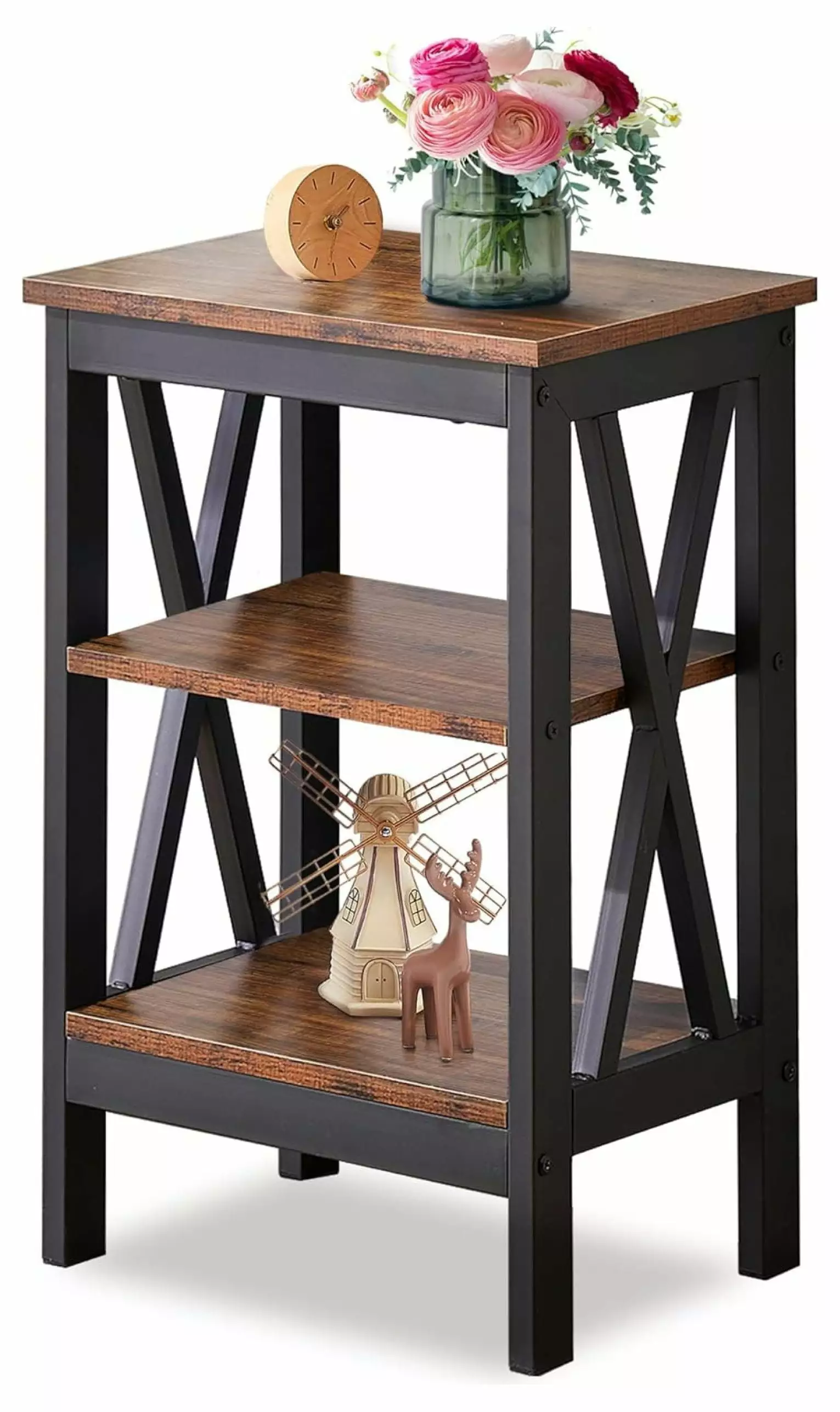 LcXctD Brown End Side Table Storage Shelf Nightstand Living Room