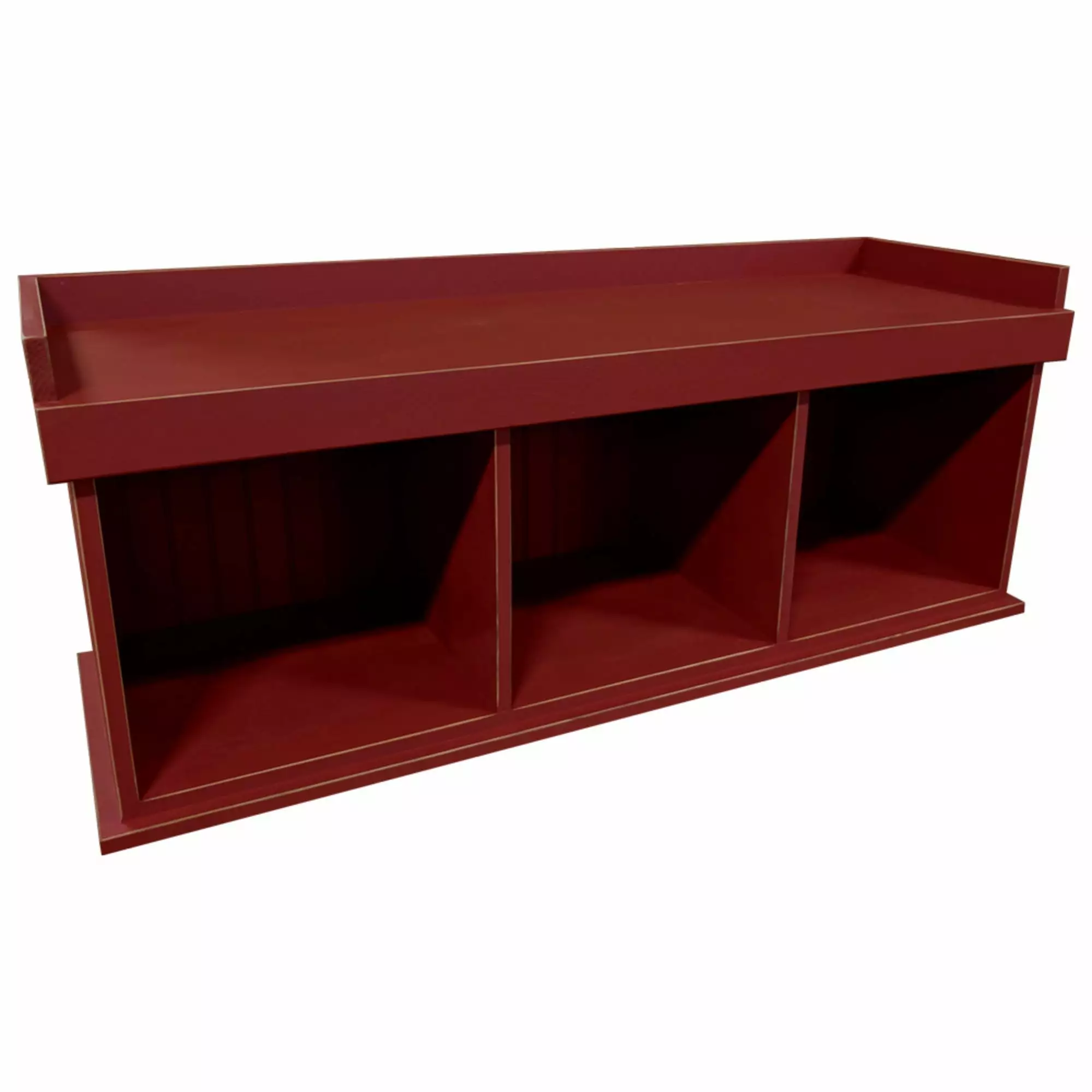 Contemporary Home Living 4 Foot Distressed Red Bench Cubbies Entryway Benches