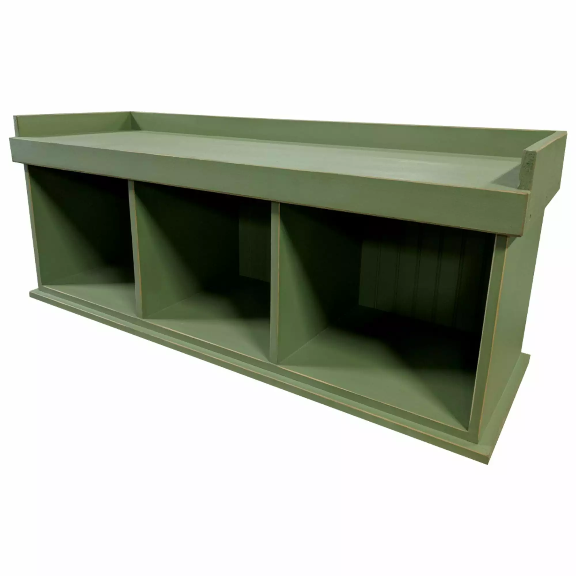 Contemporary Home Living 4 Foot Distressed Sage Green Bench Cubbies Benches