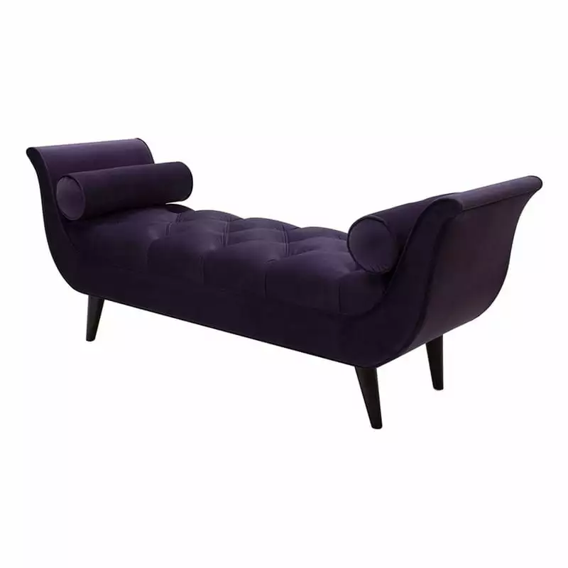Maklaine Contemporary Tufted Flared Arm Entryway Bench Purple Modern Seating Benches