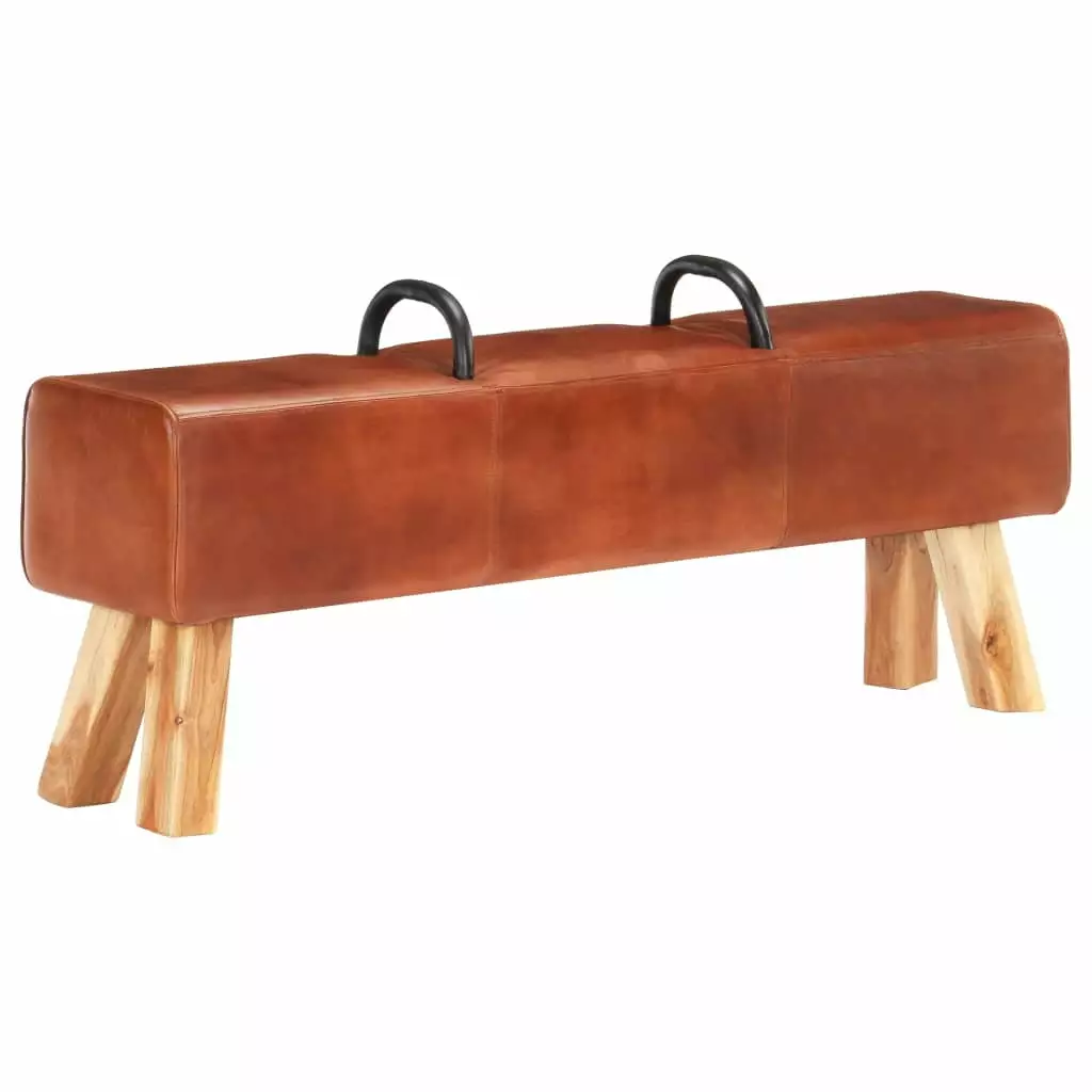 vidaXL Vintage Turnbock Bench Handles Real Goat Leather - Durable and Stylish Entryway Bench Benches