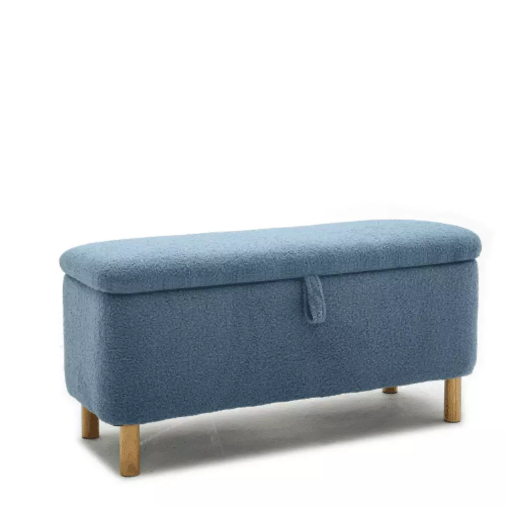 Basics Blue Upholstered Storage Ottoman and Entryway Bench Ottomans YRWL