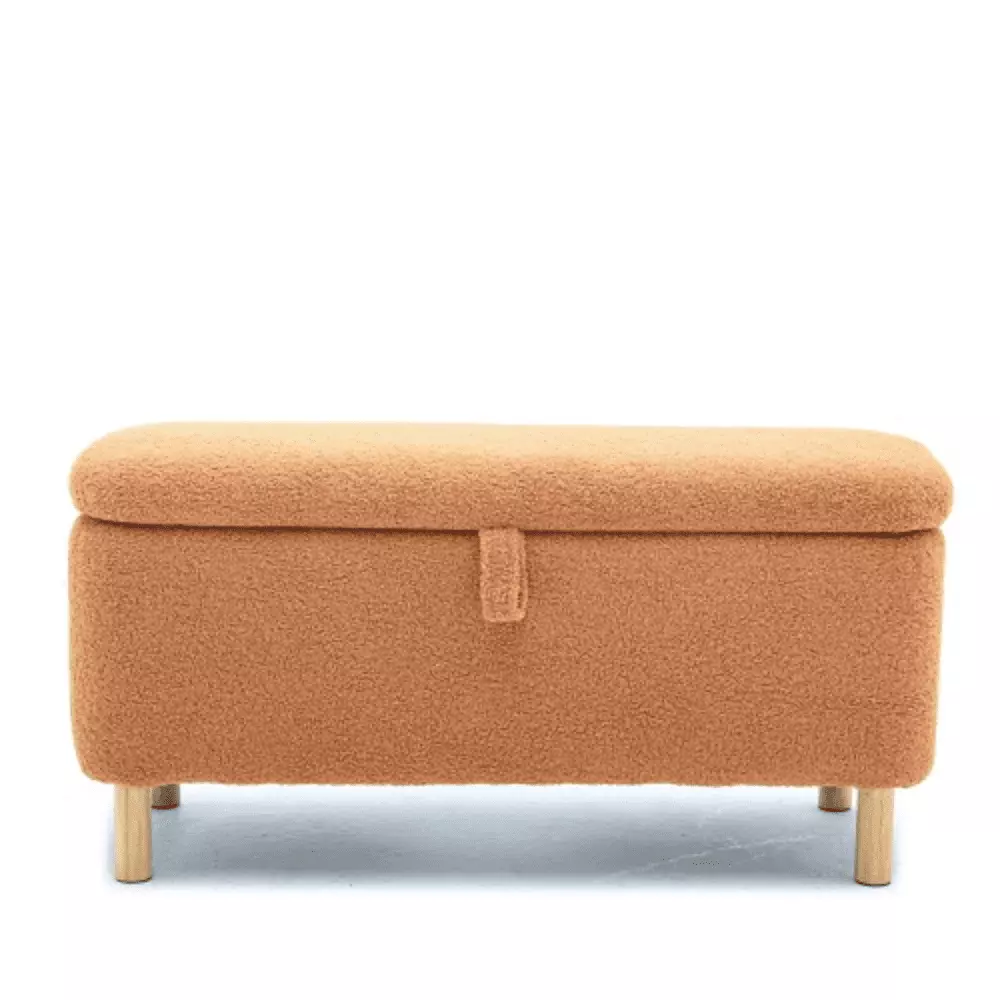 Basics Brown Upholstered Storage Ottoman and Entryway Bench Ottomans YRWL