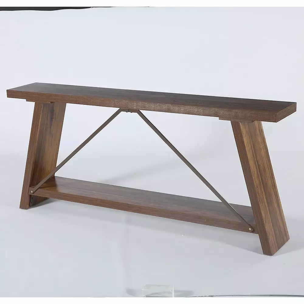 Kadyn Console Table 2-Tier Extra-Long Shelves Hallway Entryway Foyer Display Brown Console