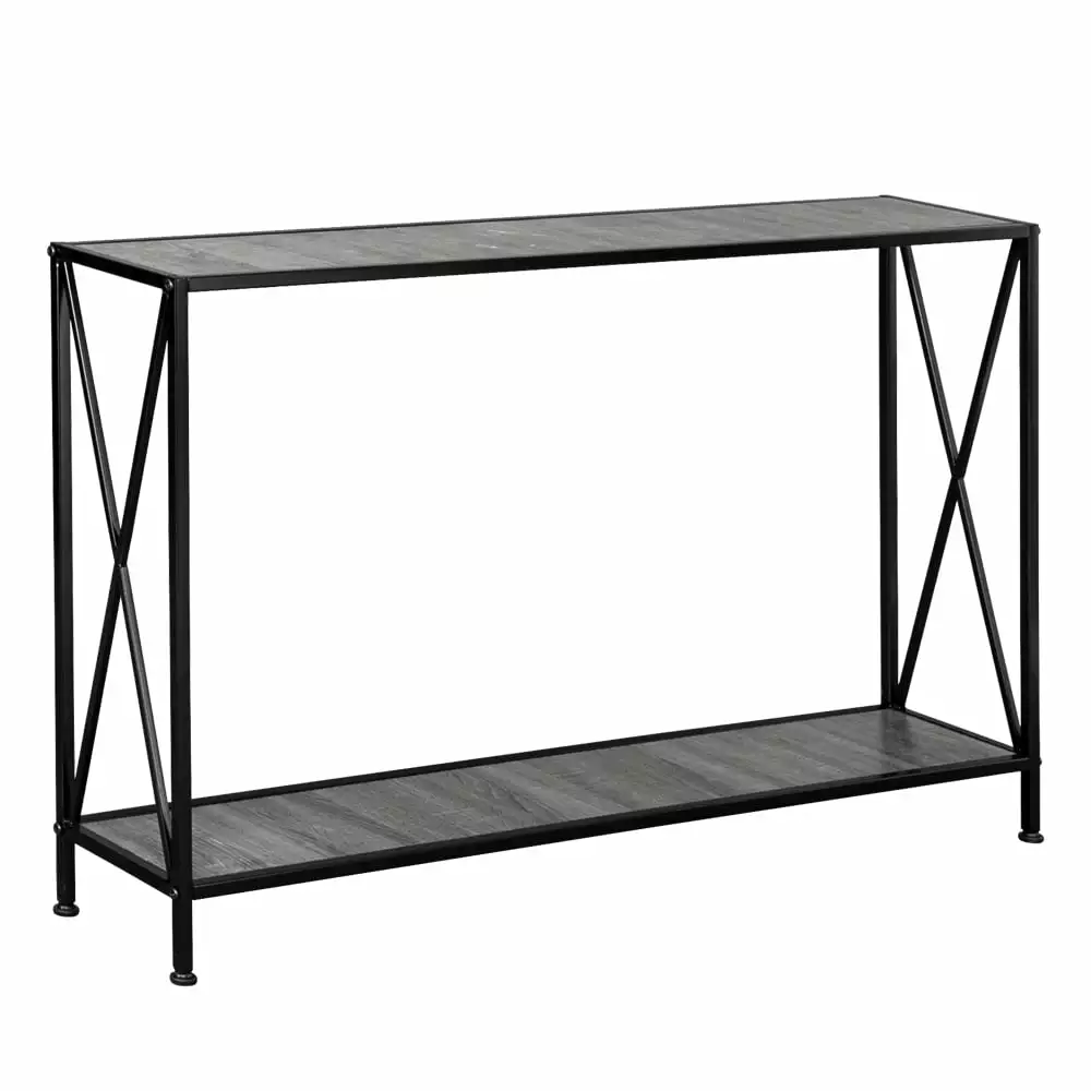 Ktaxon Modern 2-Tier Console Table Entryway Black Finish Storage Shelf Console