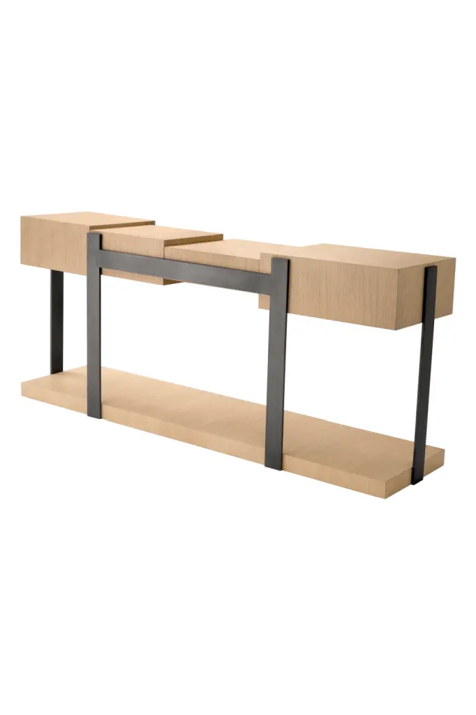 Oak Geometrical Console Table Eichholtz Nerone Entryway Table