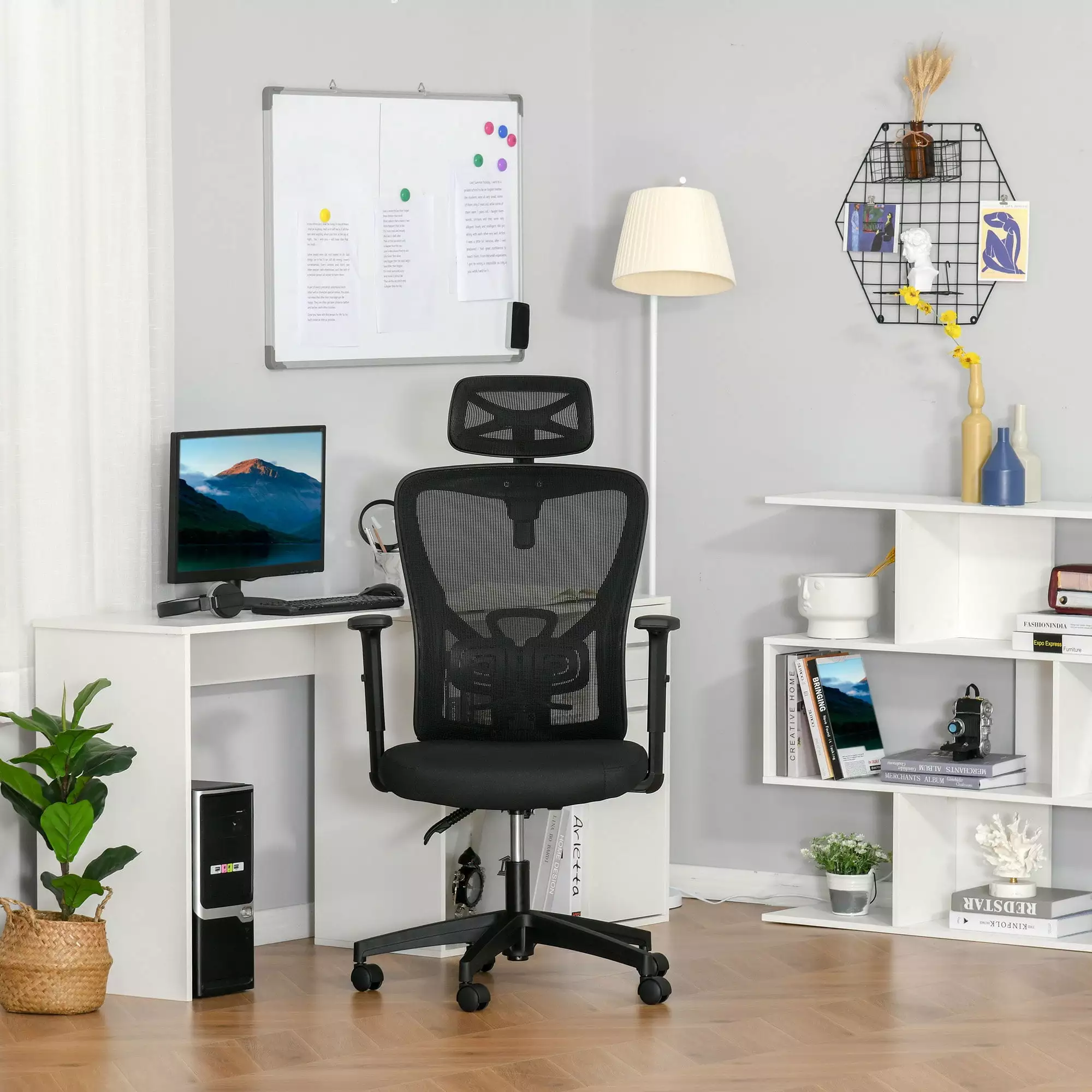 Vinsetto High Back Ergonomic Computer Home Office Chair Lumbar Support and Adjustable Headrest Black