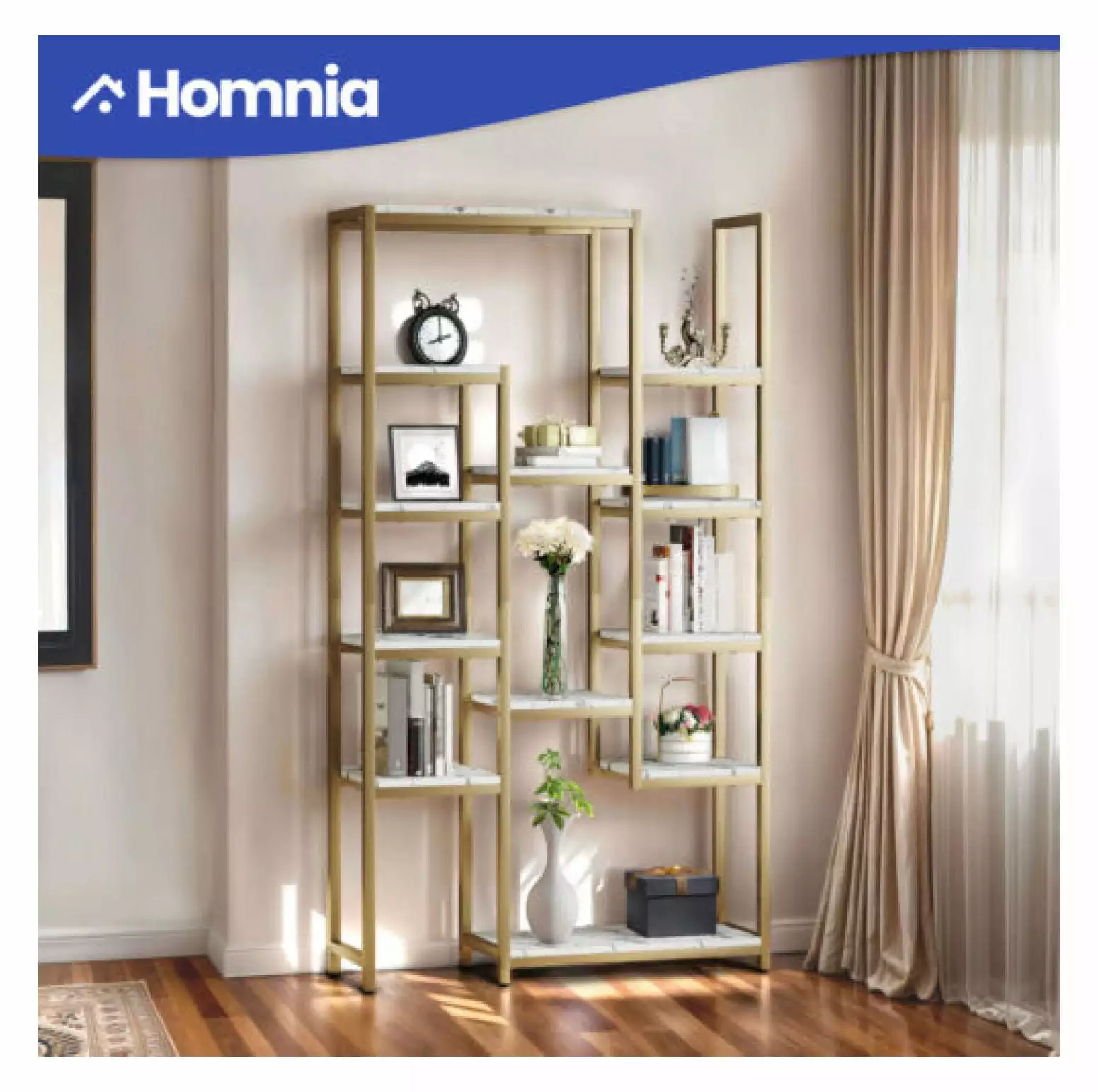 wangc123 6-Tier Corner Etagere Bookcase Bookshelf Display Rack Living Room