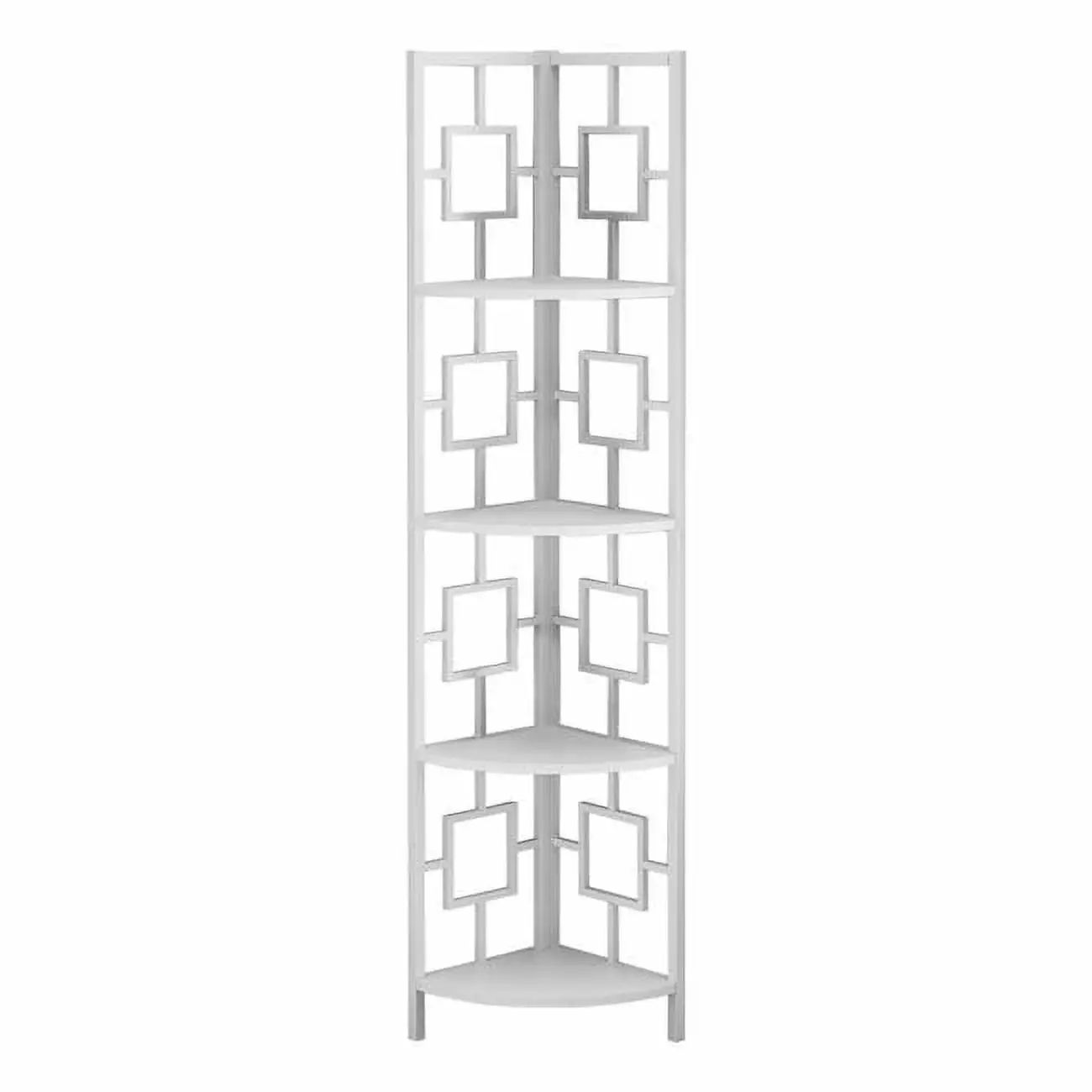 HomeRoots 62 White Metal Corner Etagere Bookcase 4 Shelves