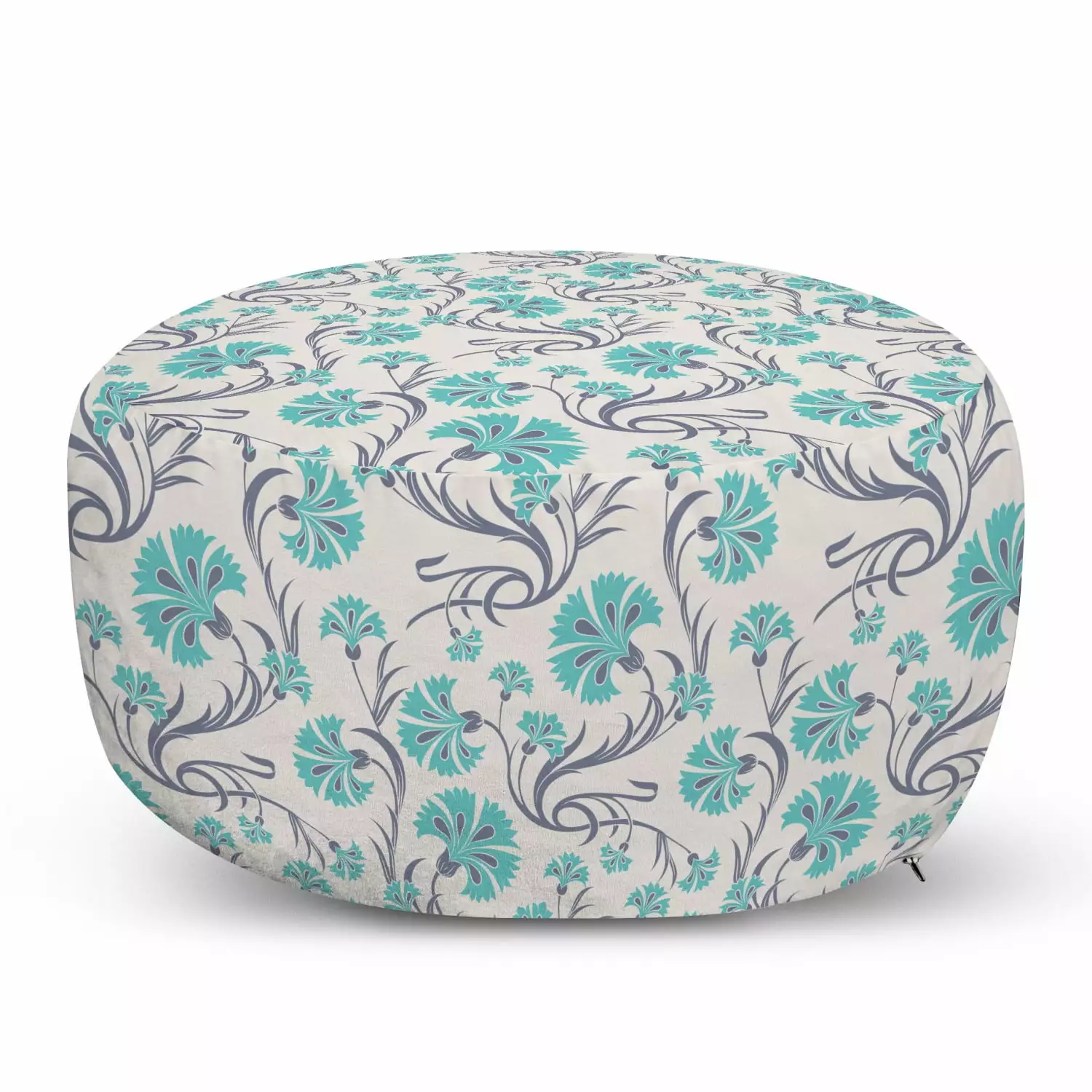 Oriental Pouf Cover Zipper Ornamental Ethnic Ottoman Art Style Carnation Bouquets Bohemian Soft Decorative Fabric Unstuffe...