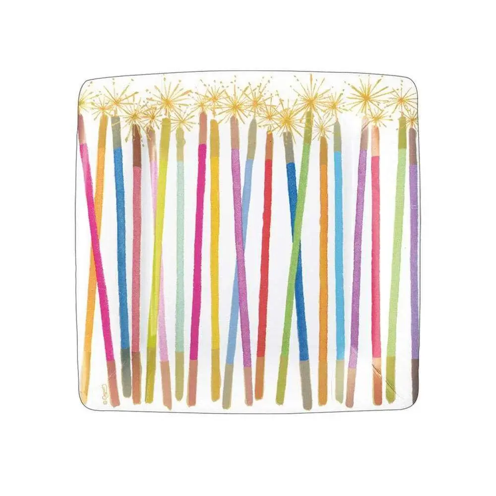 Heavy Duty Party Candles Square Paper Salad & Dessert Plates - 8 Per Package