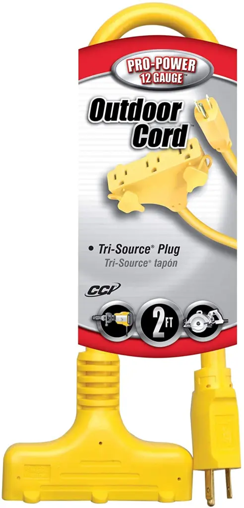 Coleman Cable Systems 2 Feet Tri-Source Vinyl Multiple Outlet Cord 3 Outlets