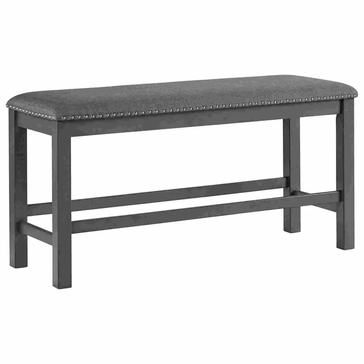 Bench Fabric Seat and Nailhead Trim Gray - Saltoro Sherpi Stylish Accent Bench Benches