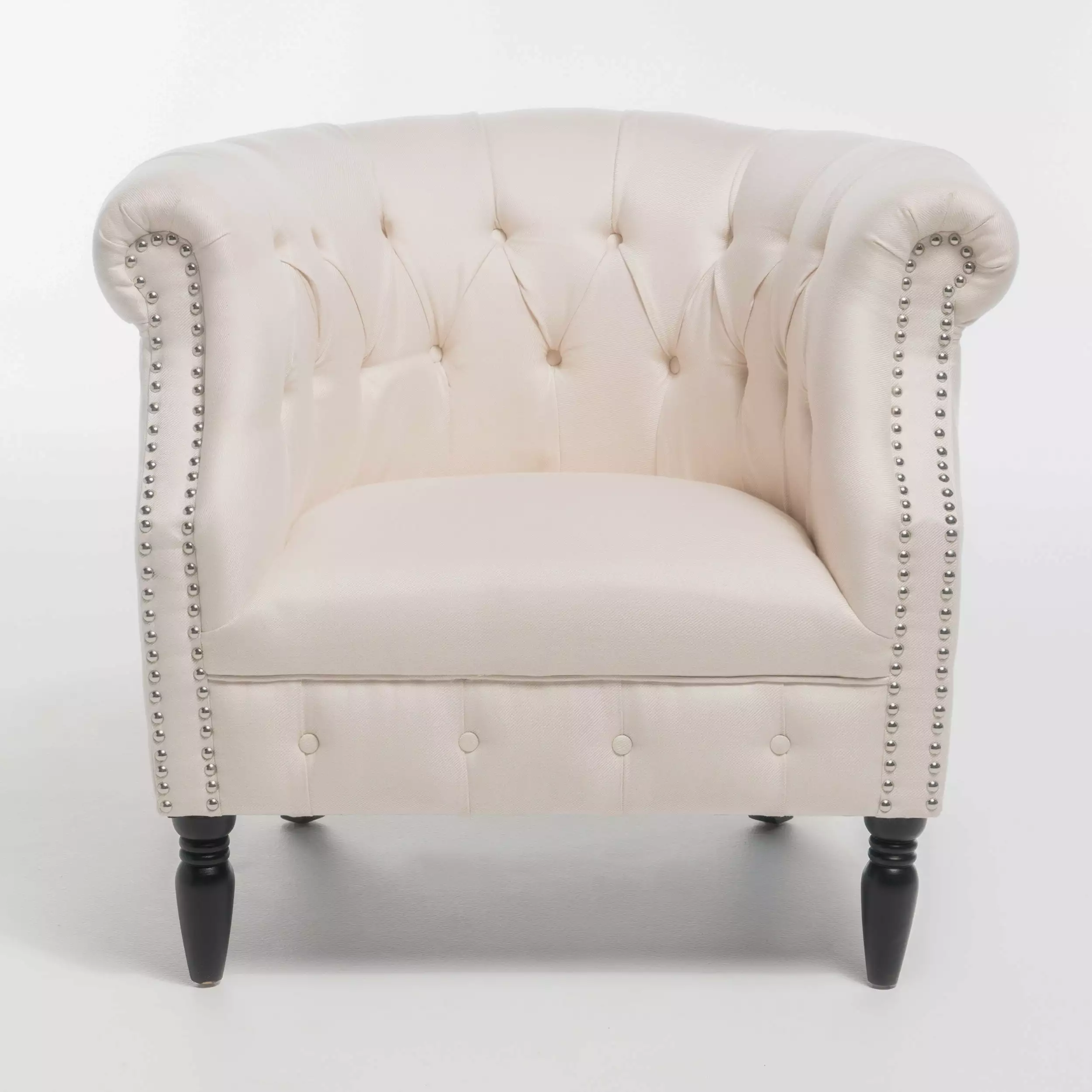 Monty Fabric Club Chair Beige - Soft Upholstered Accent Chair Living Room GDFSTUDIO