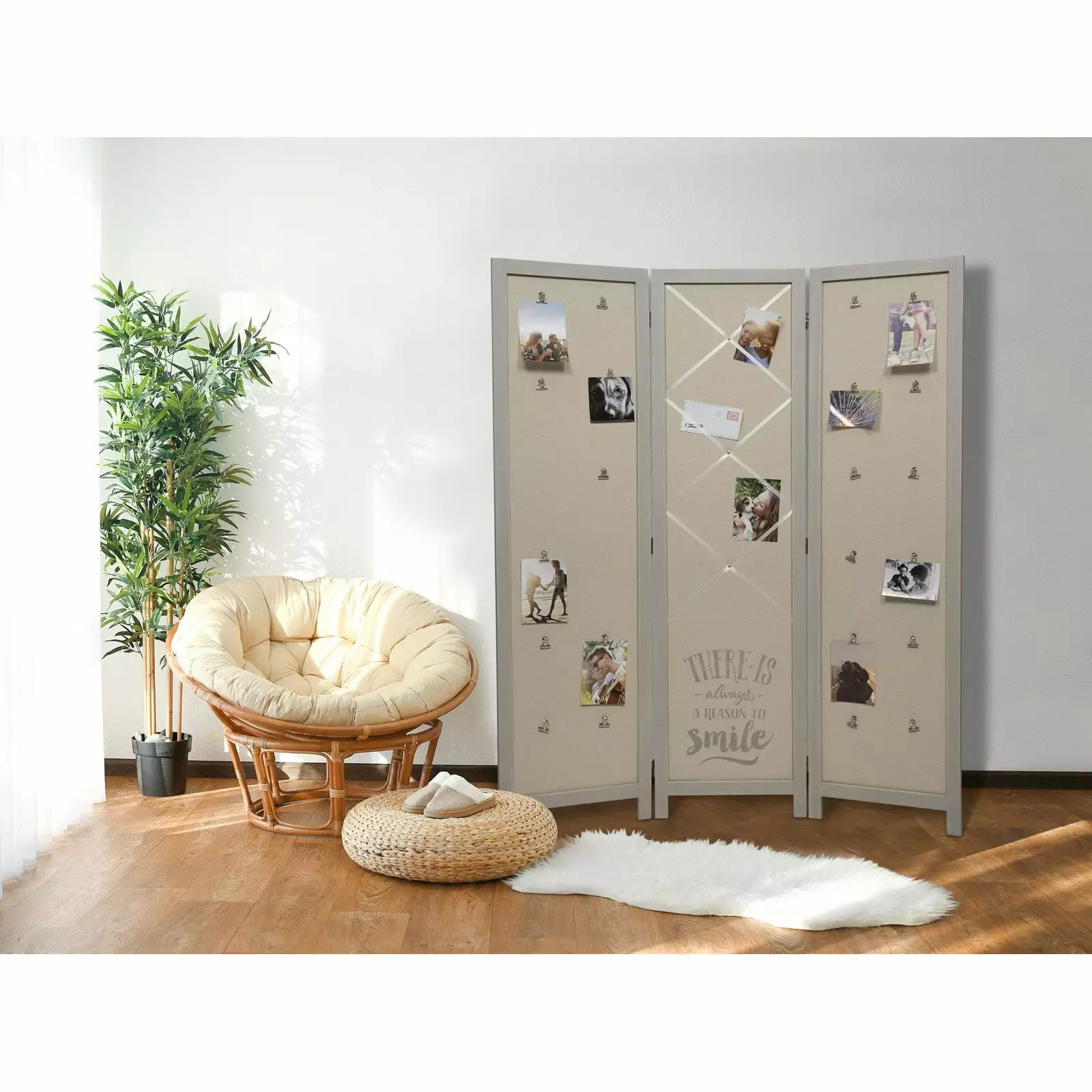 Pinnacle Frames 3 Panel Distressed Room Divider Fabric Panel and Clips Pinnacle Frames and Accents