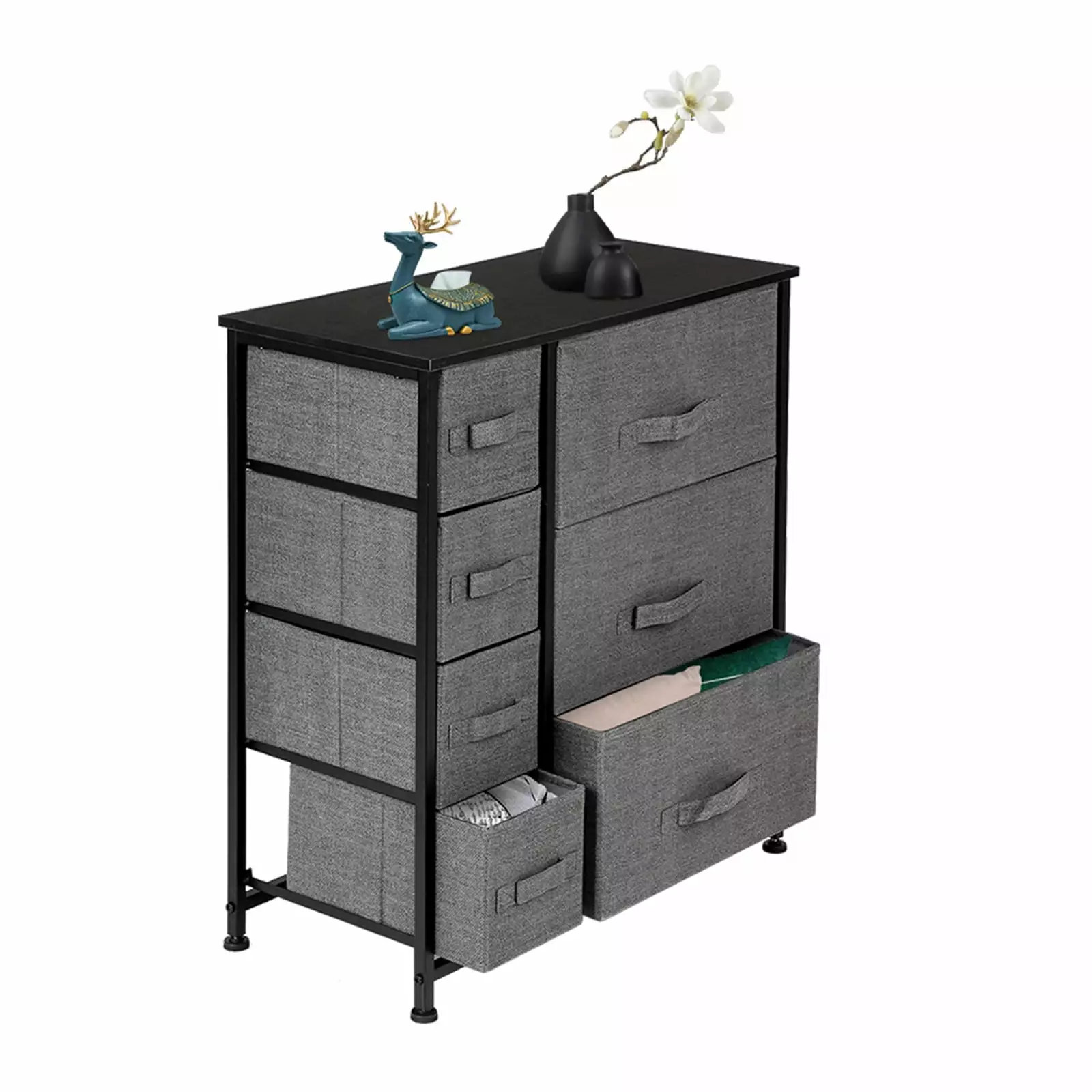 7-Drawer Storage Tower Dresser Steel Frame and Wood Top Bedroom Kepeak