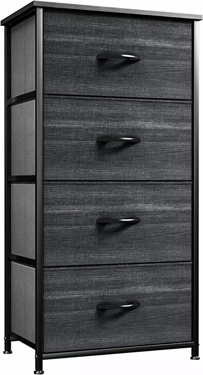 YINTATECH 4-Drawer Fabric Dresser Storage Tower Bedroom, Hallway, Living Room Charcoal Black