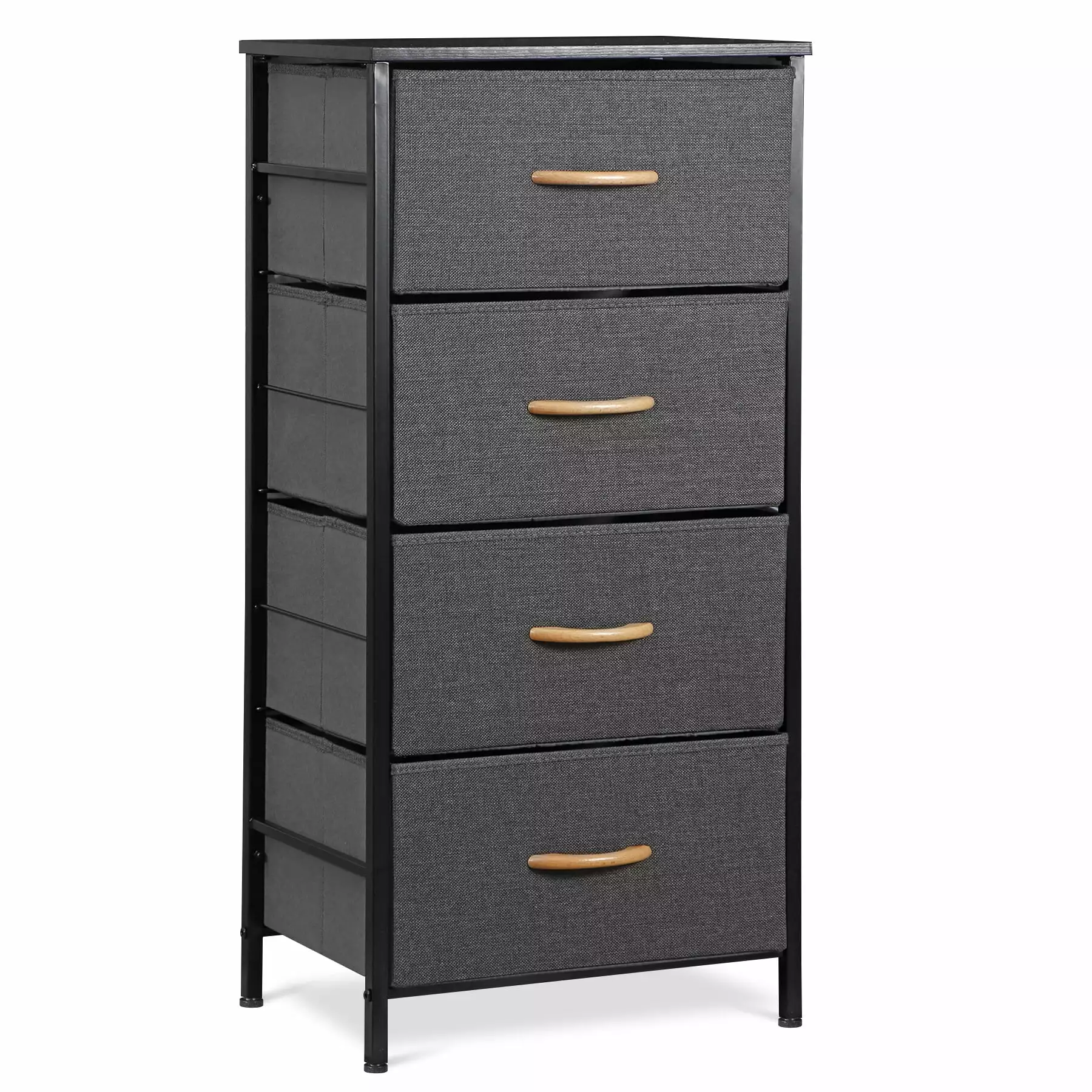 ZENY 4-Drawer Fabric Dresser Storage Tower Bedroom, Living Room, Hallway Dark Gray