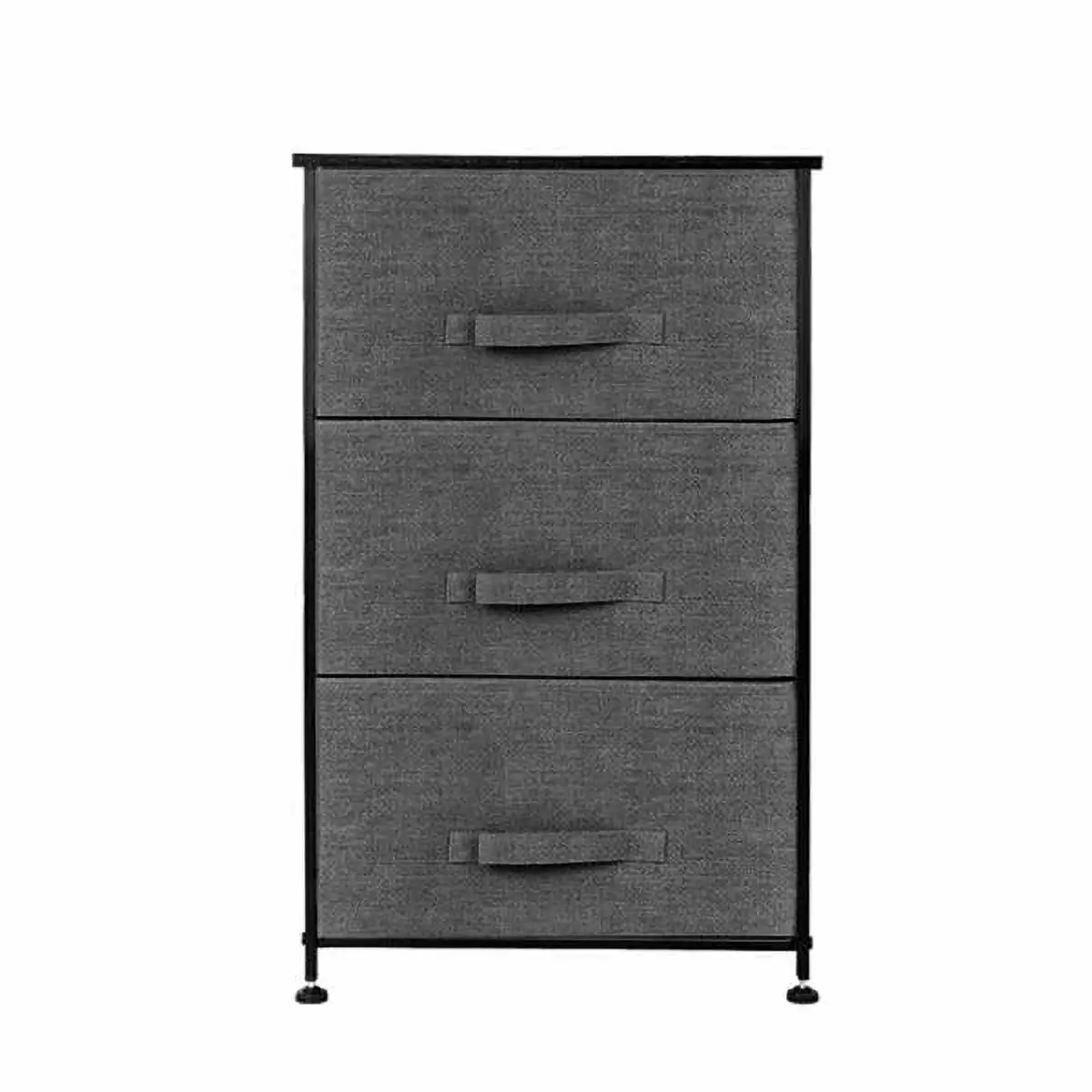3-Tier Dresser Drawer Storage Unit 3 Easy Pull Fabric Drawers Metal Frame Wooden Tabletop Closets Nursery Dorm Room Hallwa...