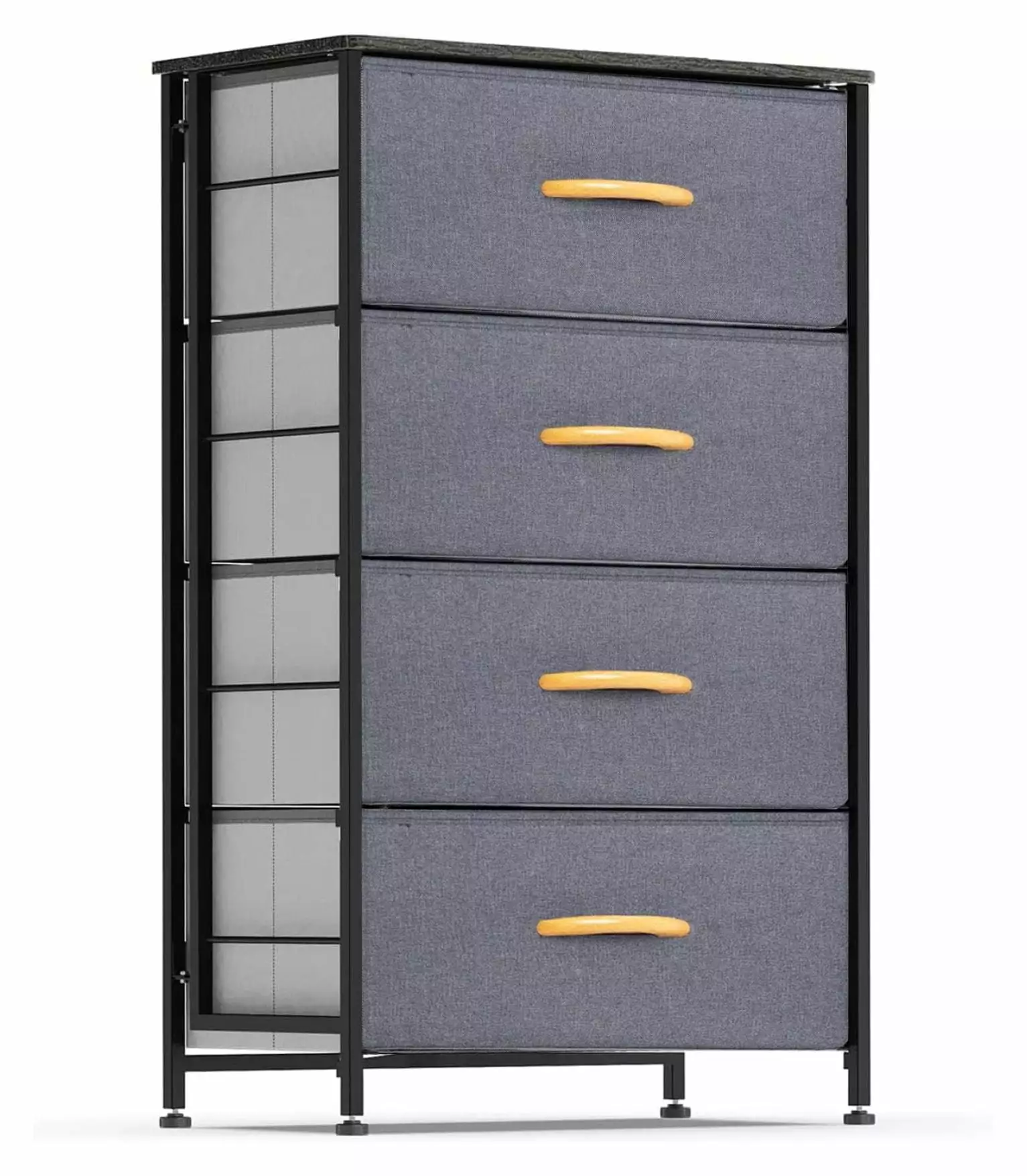 Bennium 4 Drawer Fabric Storage Tower Dresser Bedroom Closet Steel Frame and Wood Top Charcoal