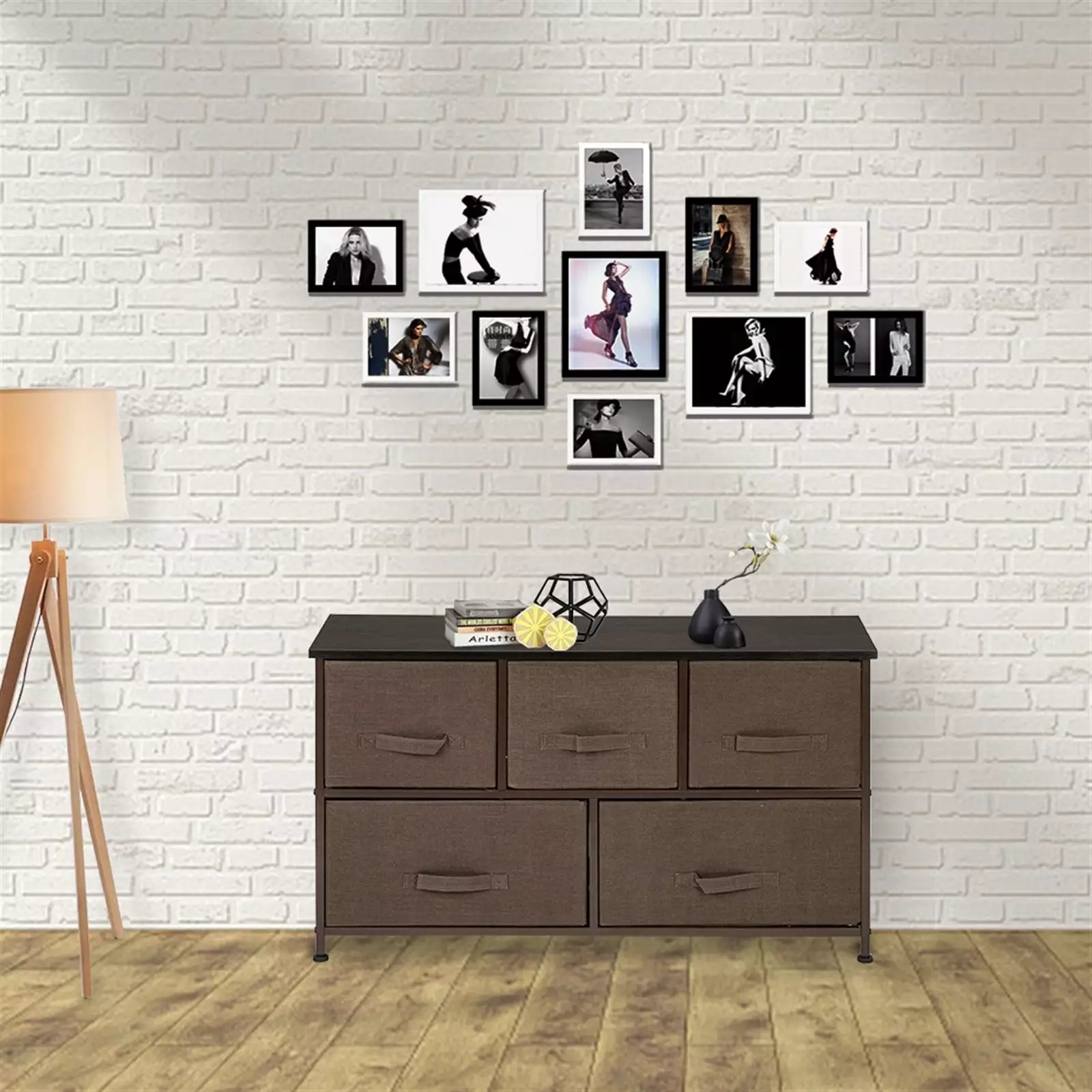 Cfowner 2-Tier Wide Closet Dresser 5 Fabric Drawers and Metal Frame