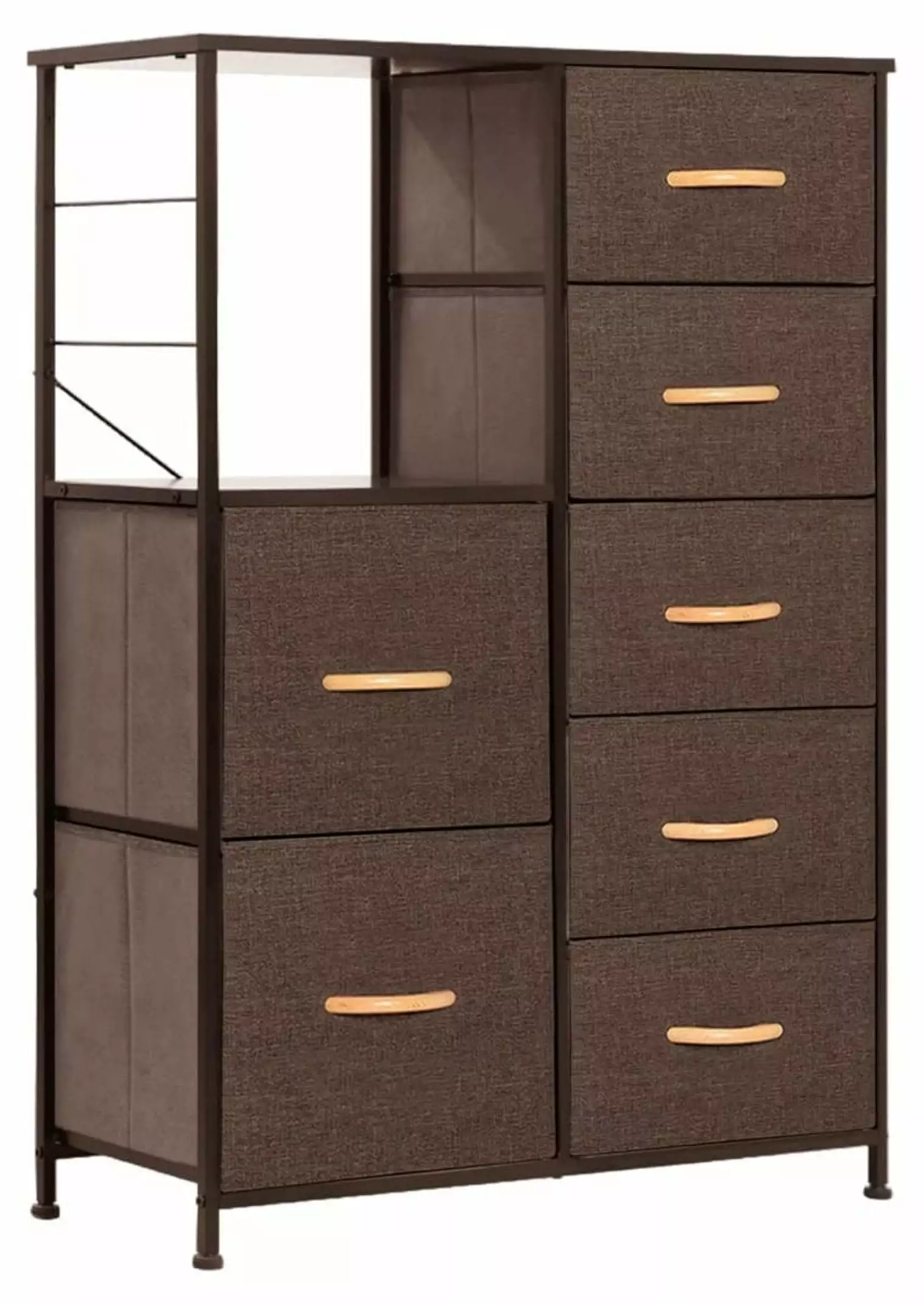 Drevy Fabric Dresser Storage Arranger 7 Drawers Shelves Steel Frame Wooden Top Bedroom Hallway Nursery Entryway