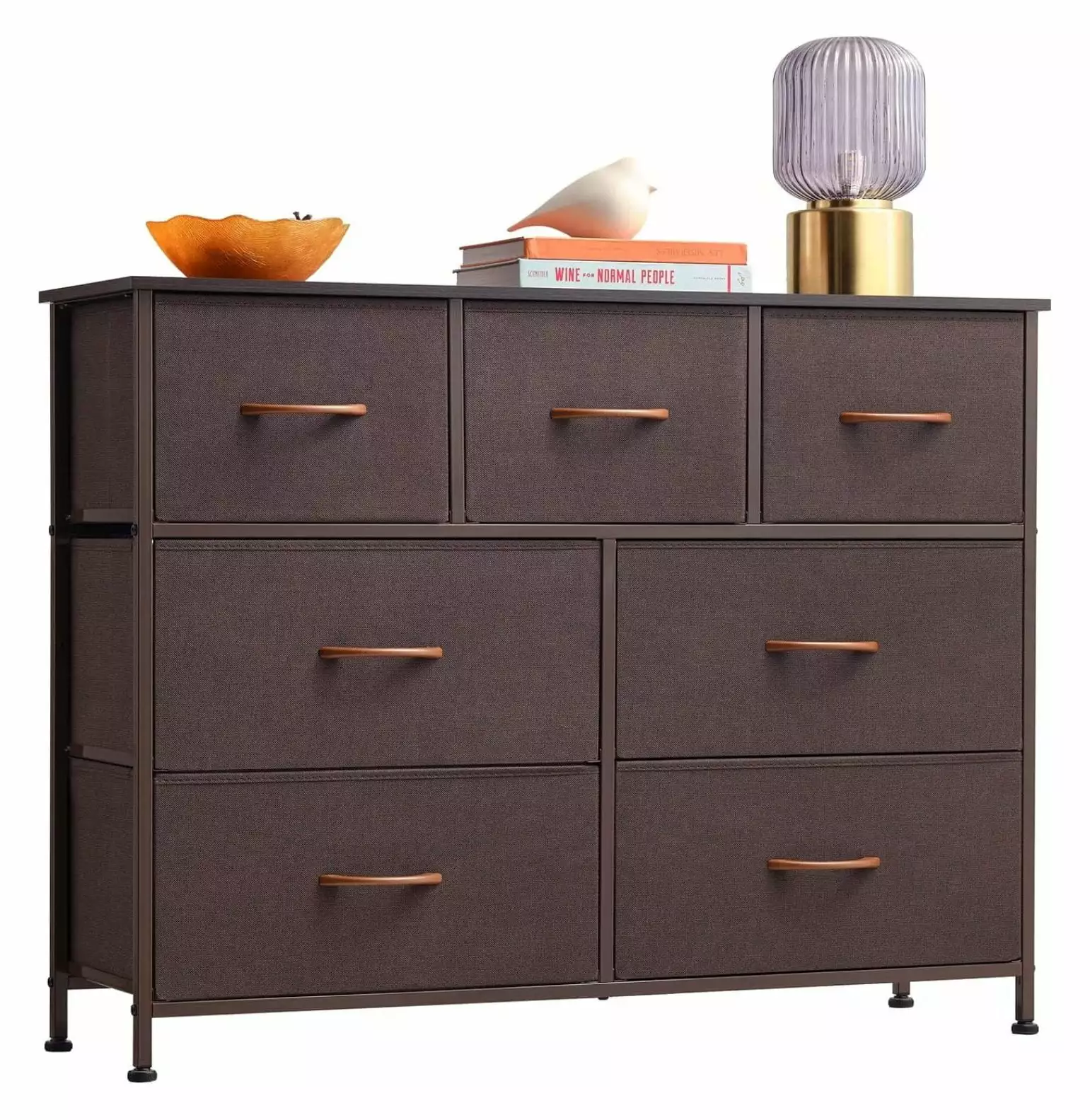 HeSLehs 7-Drawer Fabric Storage Tower Bedroom, Nursery, Entryway - Tall Chest Arranger Unit Large Capacity Fabric Bins Cof...