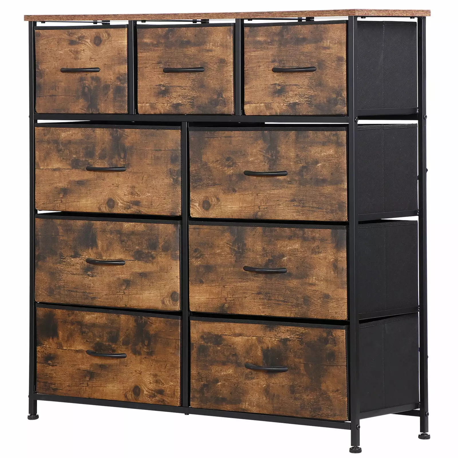 9 Drawer Storage Tower Fabric Dresser Rustic Brown - Bedroom or Hallway Storage Solution NOBRAND