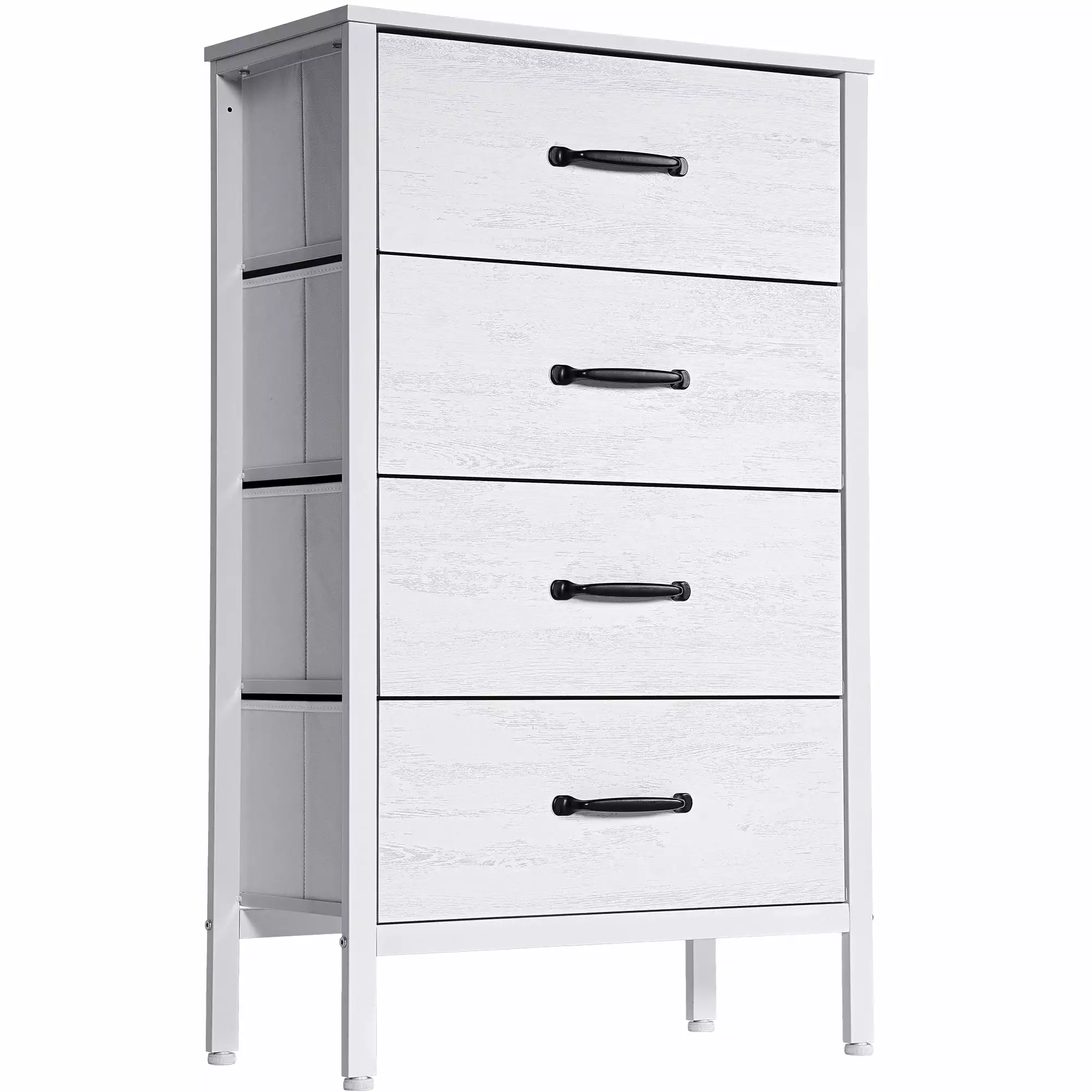 Roofar 4-Drawer Fabric Dresser White Storage Organizer Bedroom Kids Room