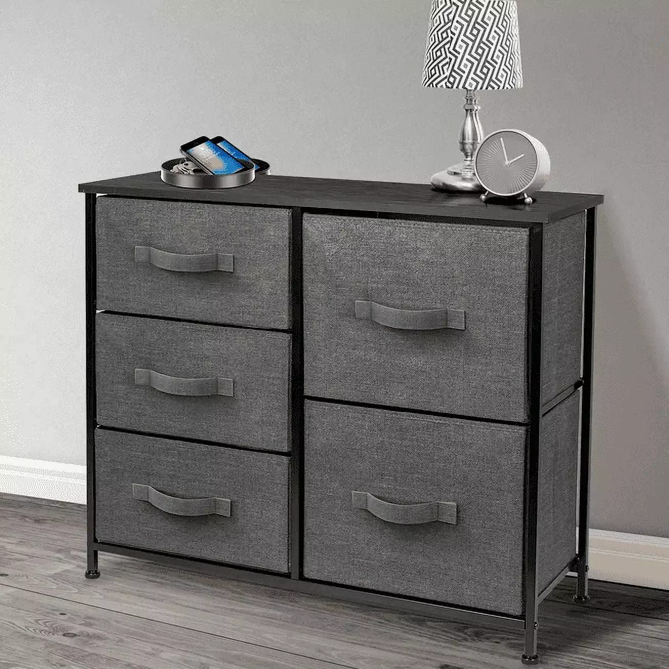 SalonMore 5-Drawer Dresser Organizer Easy-Pull Fabric Bins Bedroom Hallway Closets